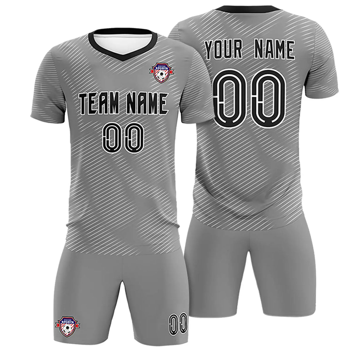 Custom Gray White Training Uniform For Men Soccer Sets Jersey