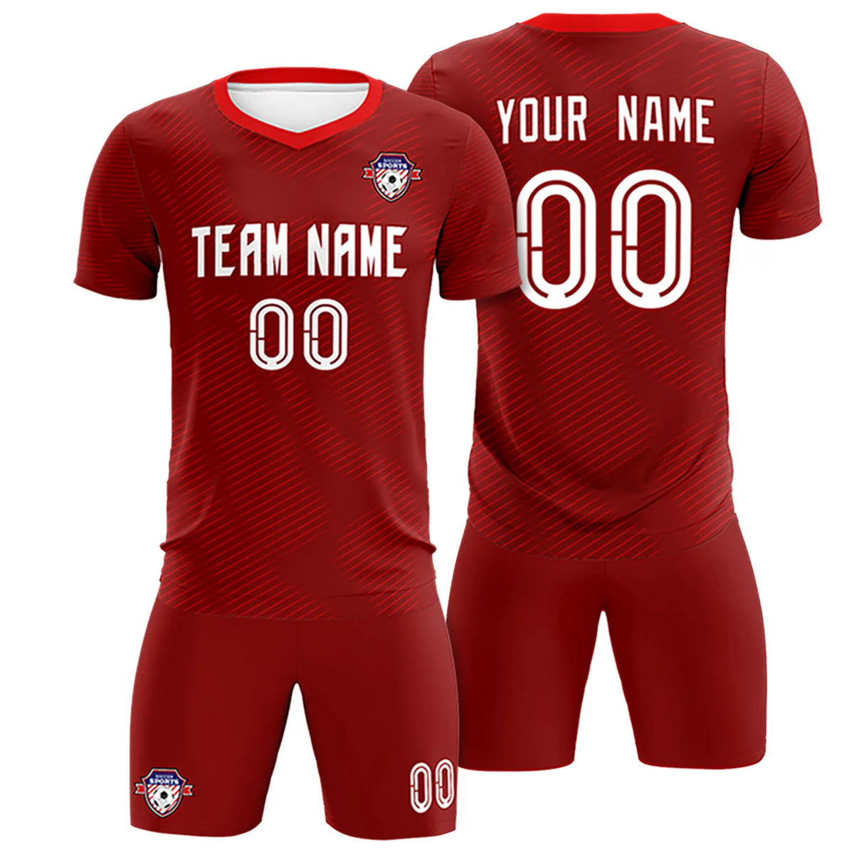 Custom Crimson Red Training Uniform For Men Soccer Sets Jersey