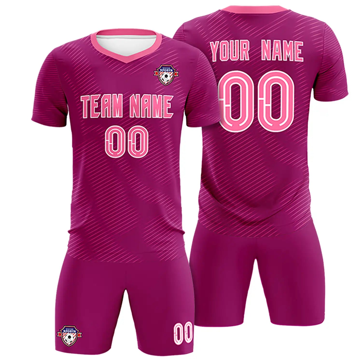 Custom Dark Pink Pink Training Uniform For Men Soccer Sets Jersey