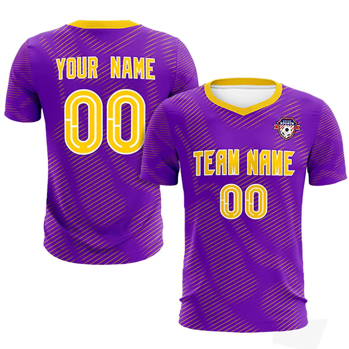Custom Purple Yellow Training Uniform For Men Soccer Sets Jersey