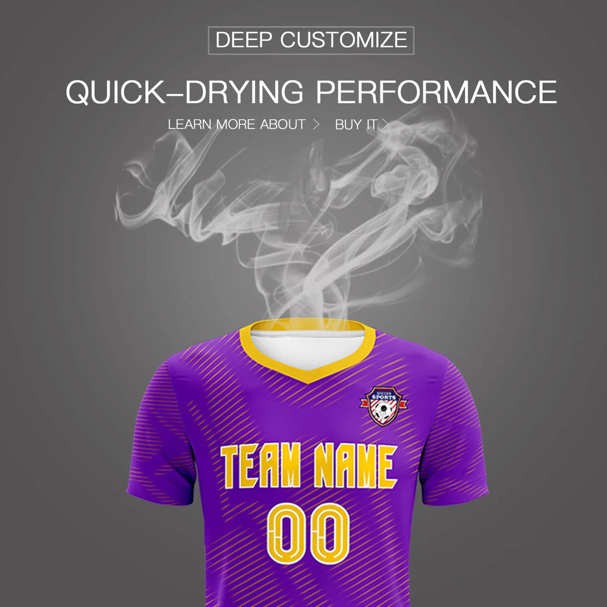 Custom Purple Yellow Training Uniform For Men Soccer Sets Jersey