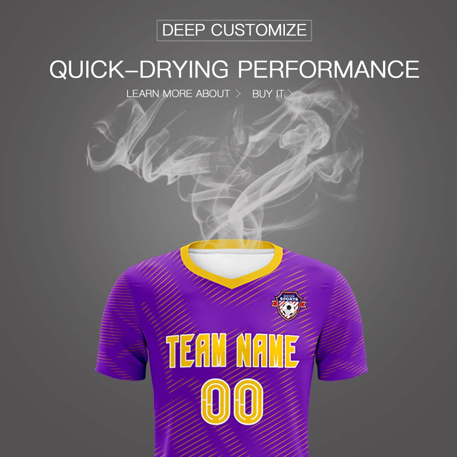 Custom Purple Yellow Training Uniform For Men Soccer Sets Jersey