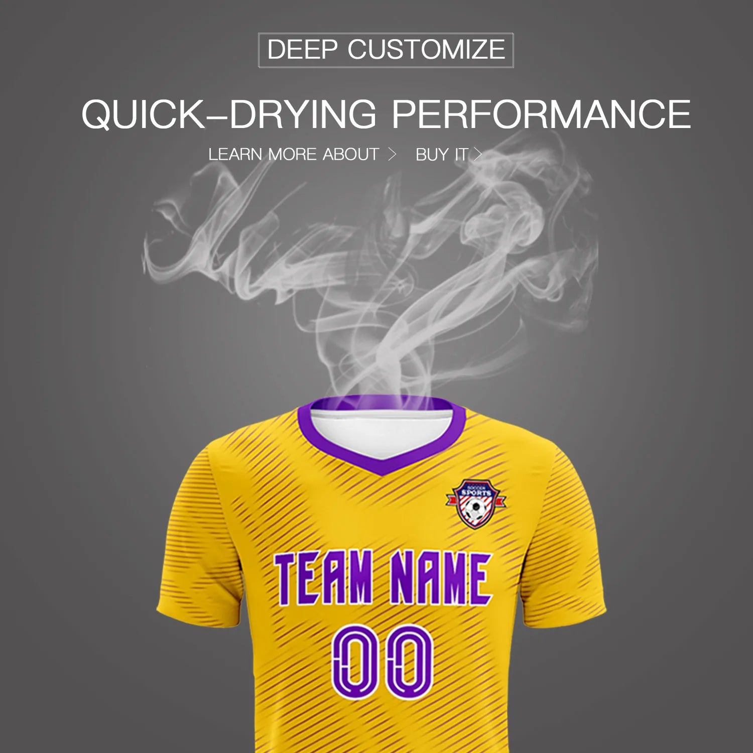 Custom Yellow Purple Training Uniform For Men Soccer Sets Jersey