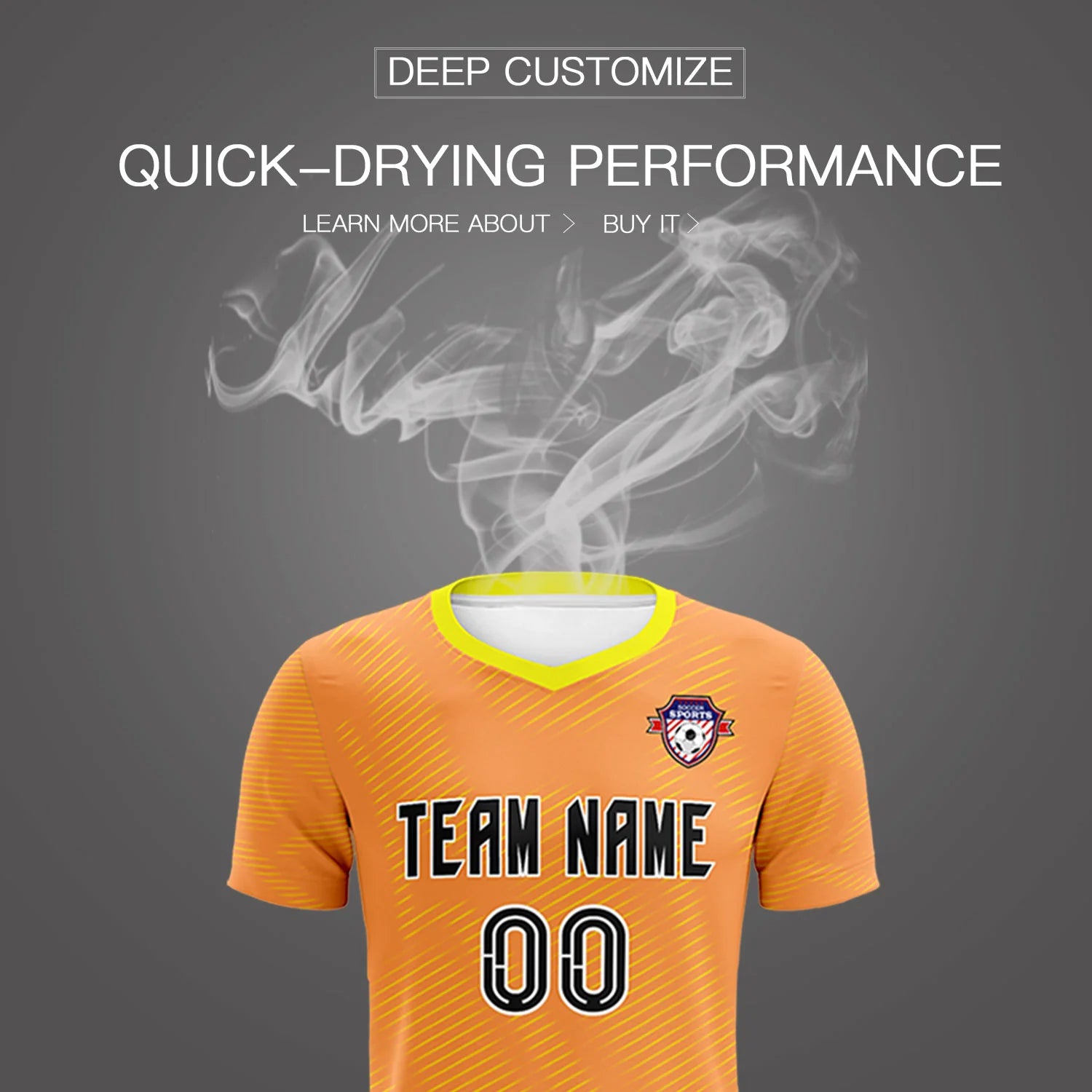 Custom Orange Yellow Training Uniform For Men Soccer Sets Jersey