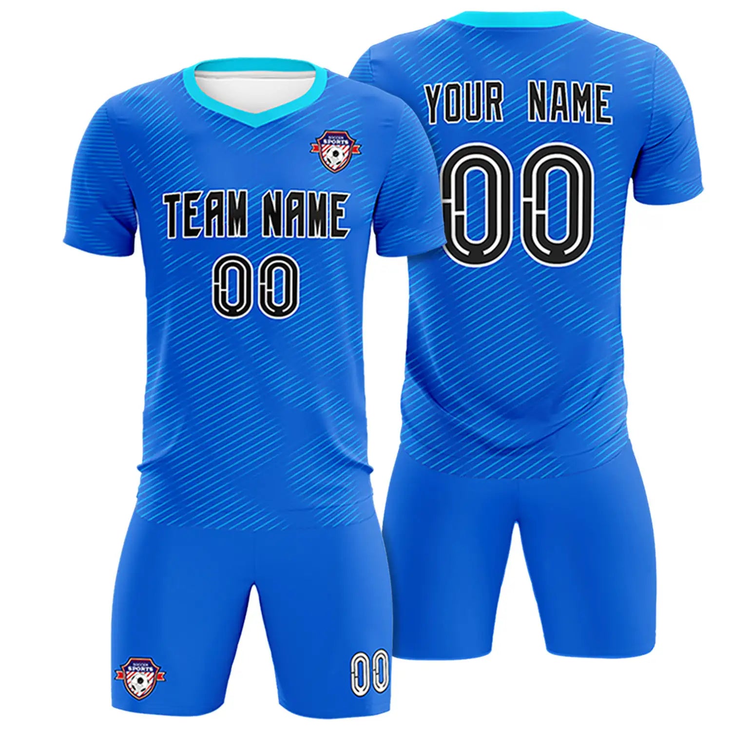 Custom Royal Blue Powder Blue Training Uniform For Men Soccer Sets Jersey