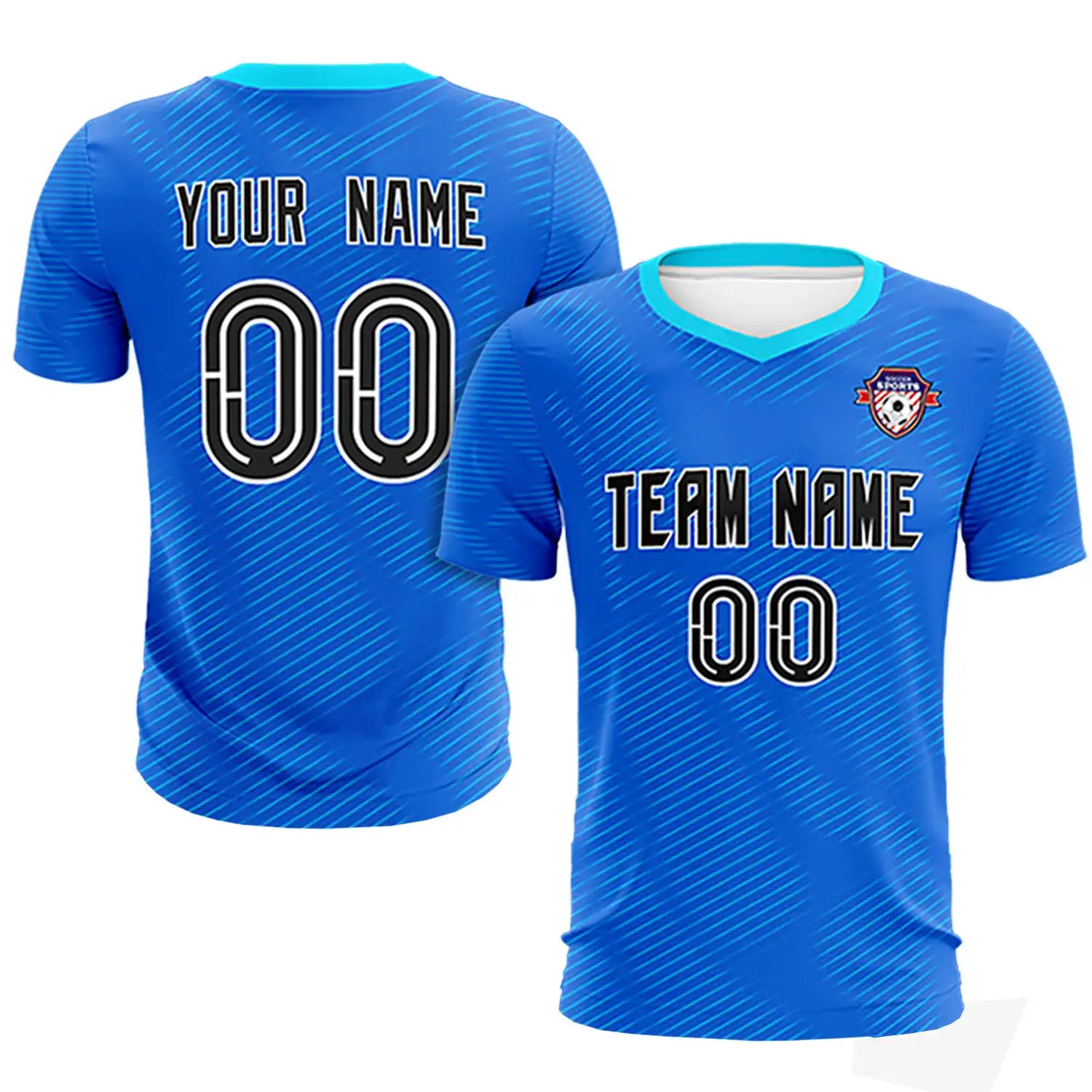 Custom Royal Blue Powder Blue Training Uniform For Men Soccer Sets Jersey