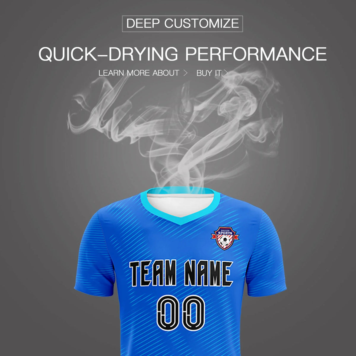 Custom Royal Blue Powder Blue Training Uniform For Men Soccer Sets Jersey