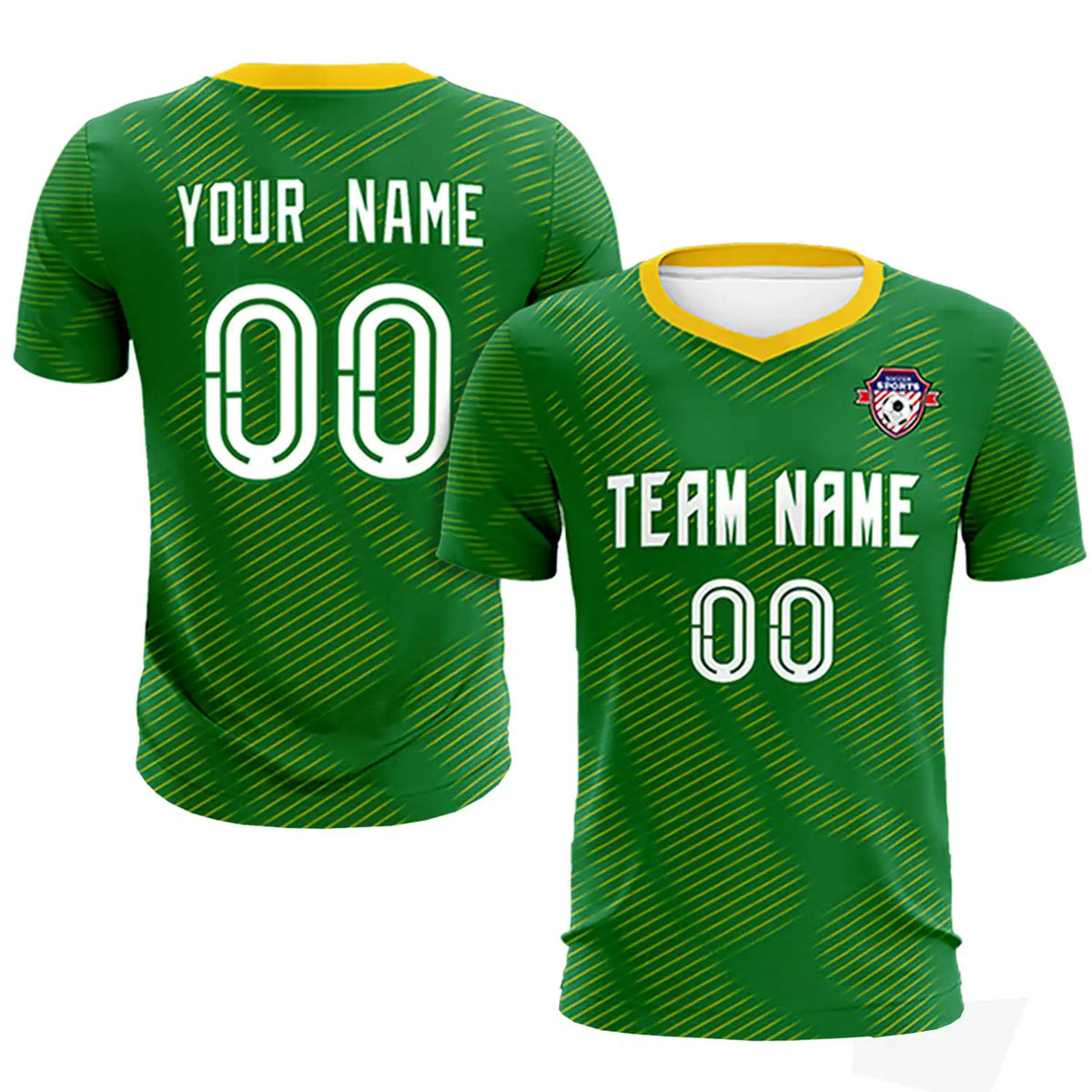 Custom Kelly Green Yellow Training Uniform For Men Soccer Sets Jersey