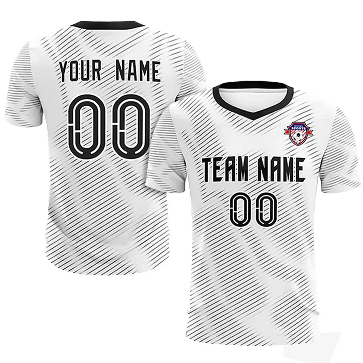 Custom White Black Training Uniform For Men Soccer Sets Jersey