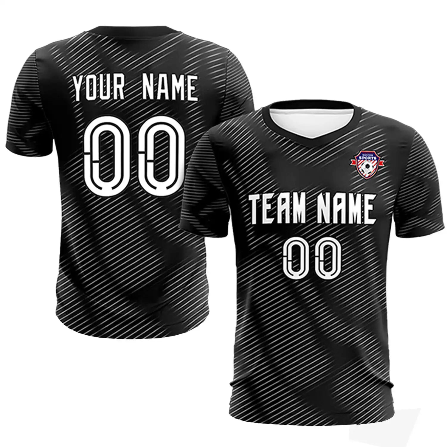 Custom Black White Training Uniform For Men Soccer Sets Jersey