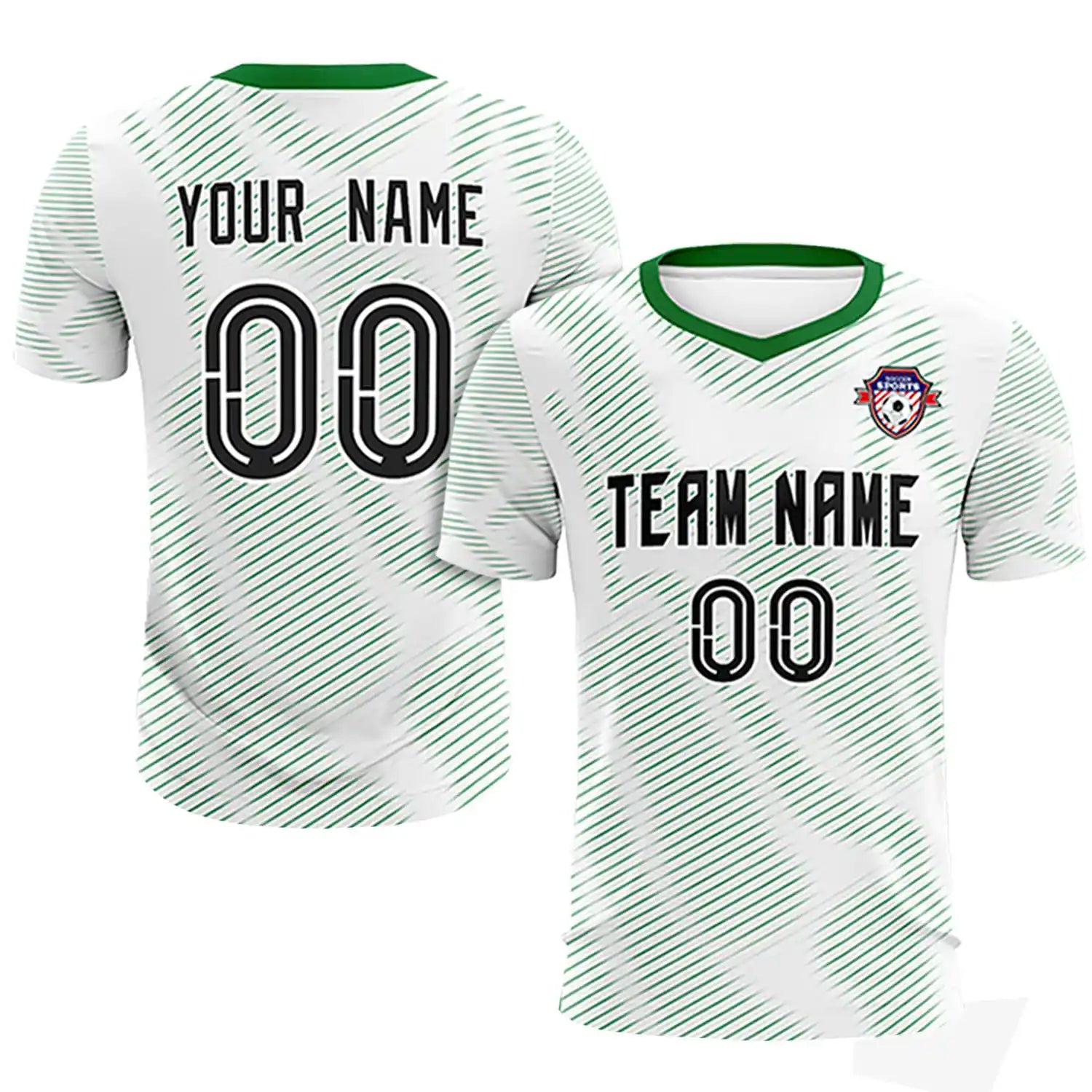 Custom White Kelly Green Training Uniform For Men Soccer Sets Jersey