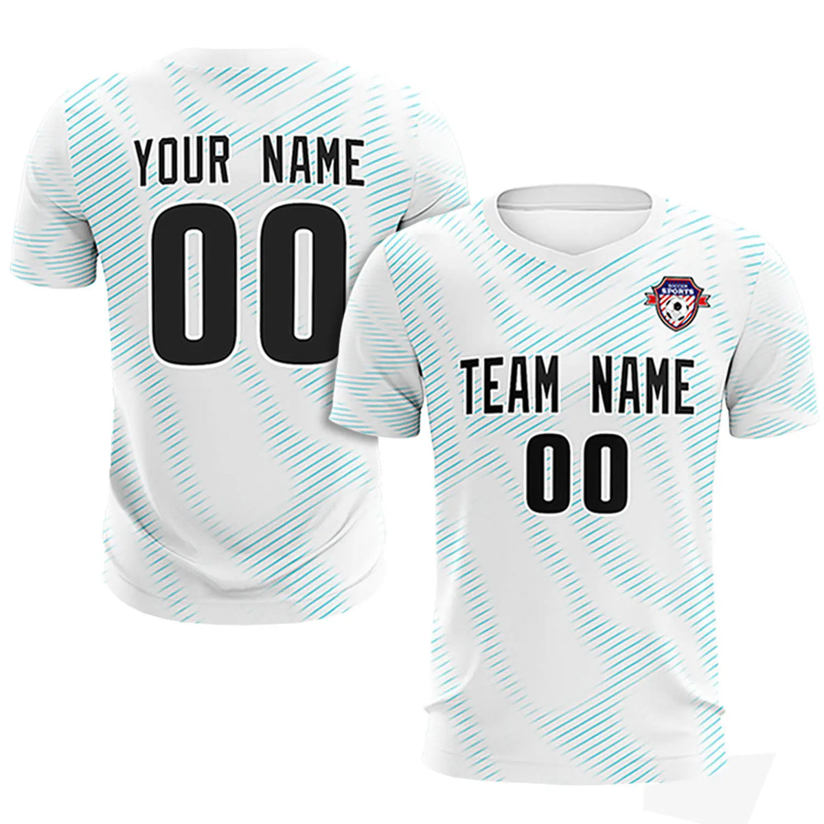 Custom White Sky Blue Training Uniform For Men Soccer Sets Jersey