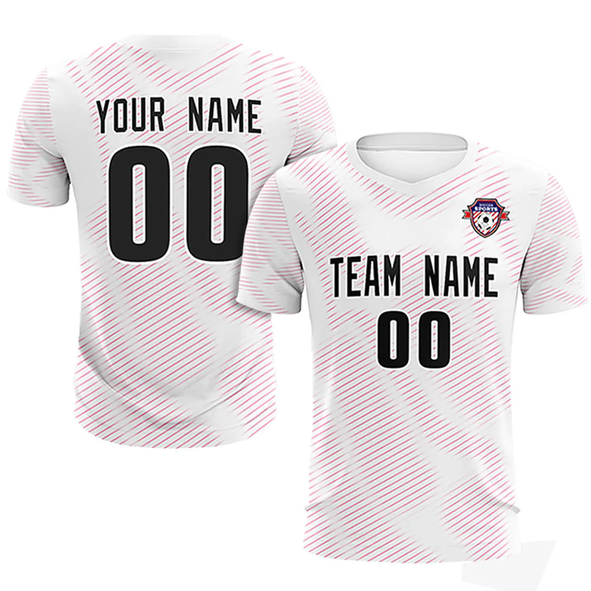 Custom White Pink Training Uniform For Men Soccer Sets Jersey