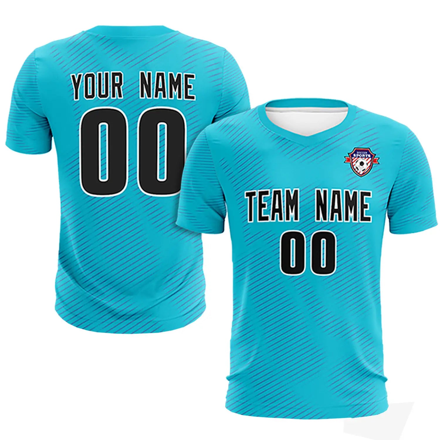 Custom Sky Blue Royal Blue Training Uniform For Men Soccer Sets Jersey