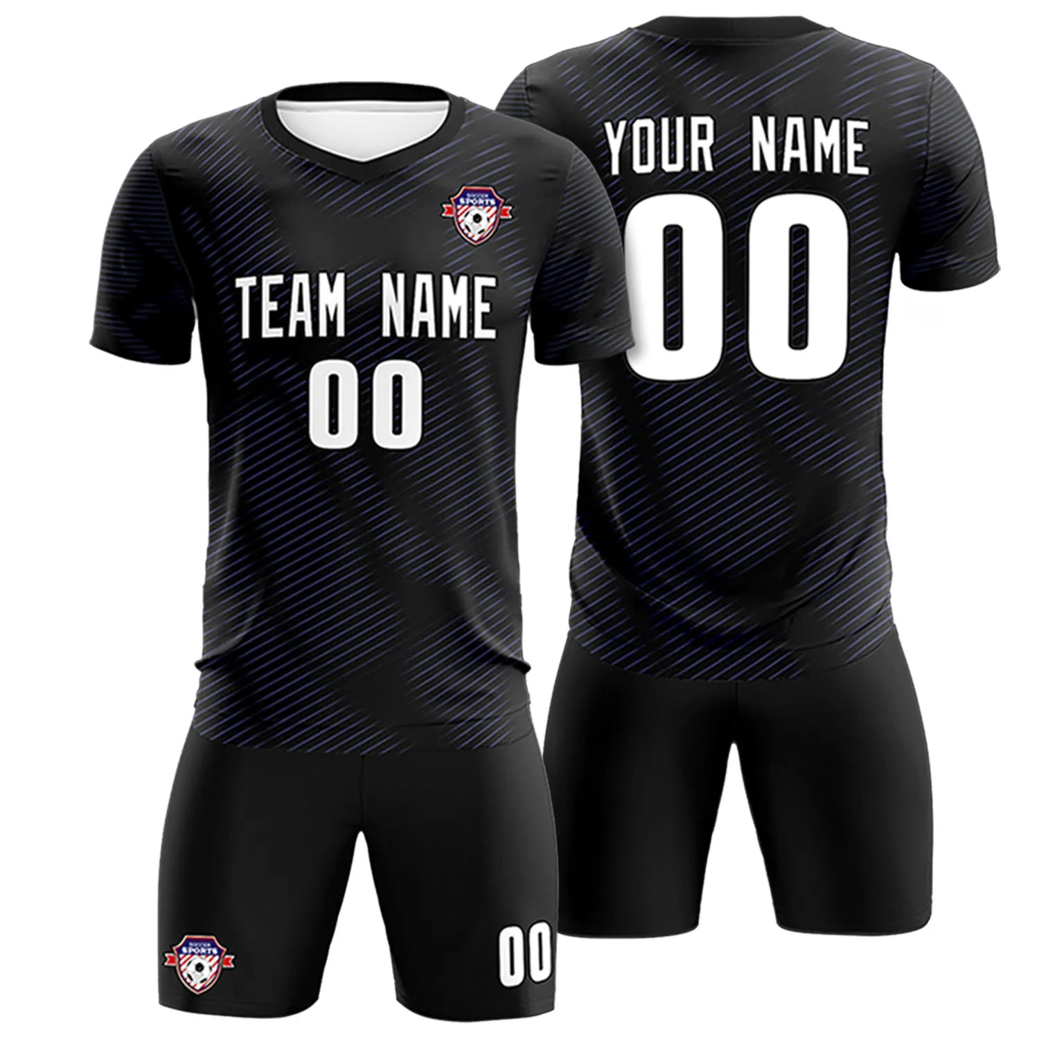 Custom Black Purple Training Uniform For Men Soccer Sets Jersey