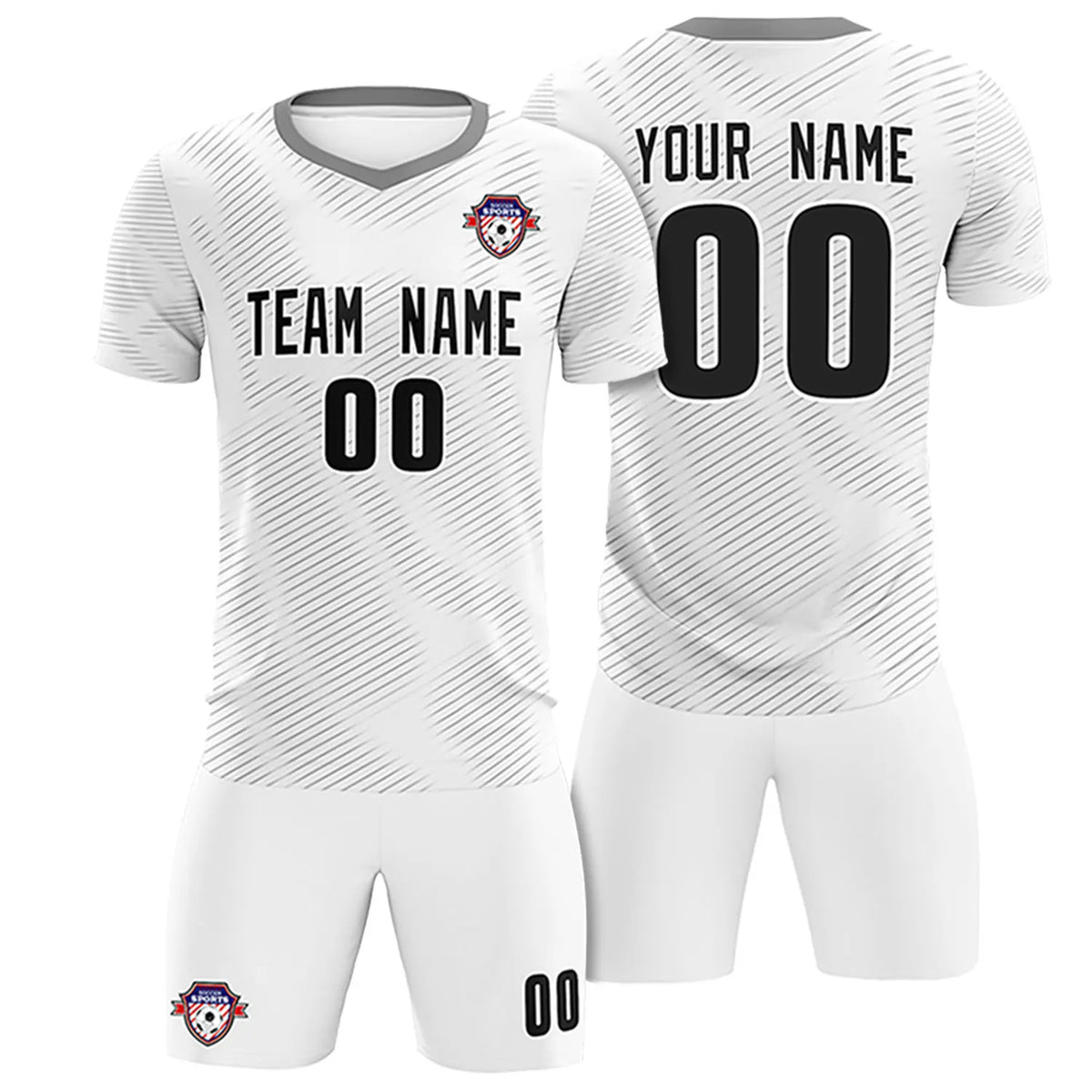 Custom White Gray Training Uniform For Men Soccer Sets Jersey