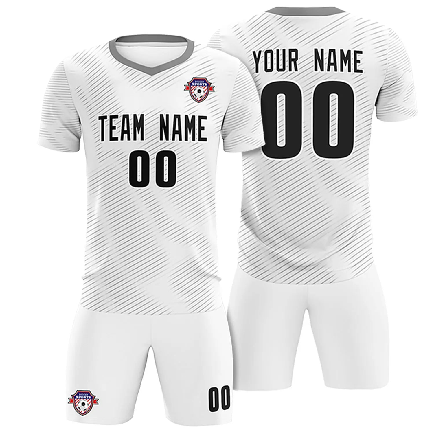 Custom White Gray Training Uniform For Men Soccer Sets Jersey