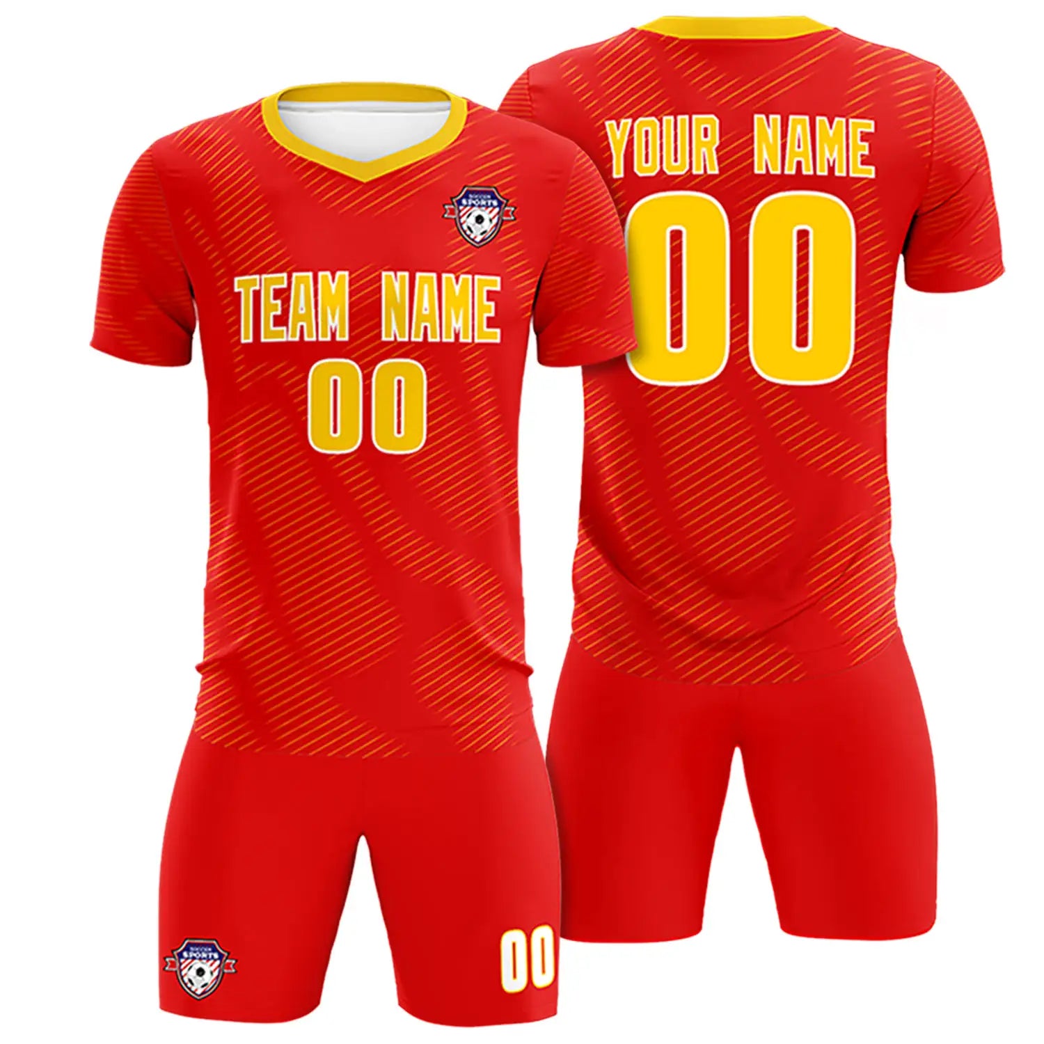 Custom Red Yellow Training Uniform For Men Soccer Sets Jersey
