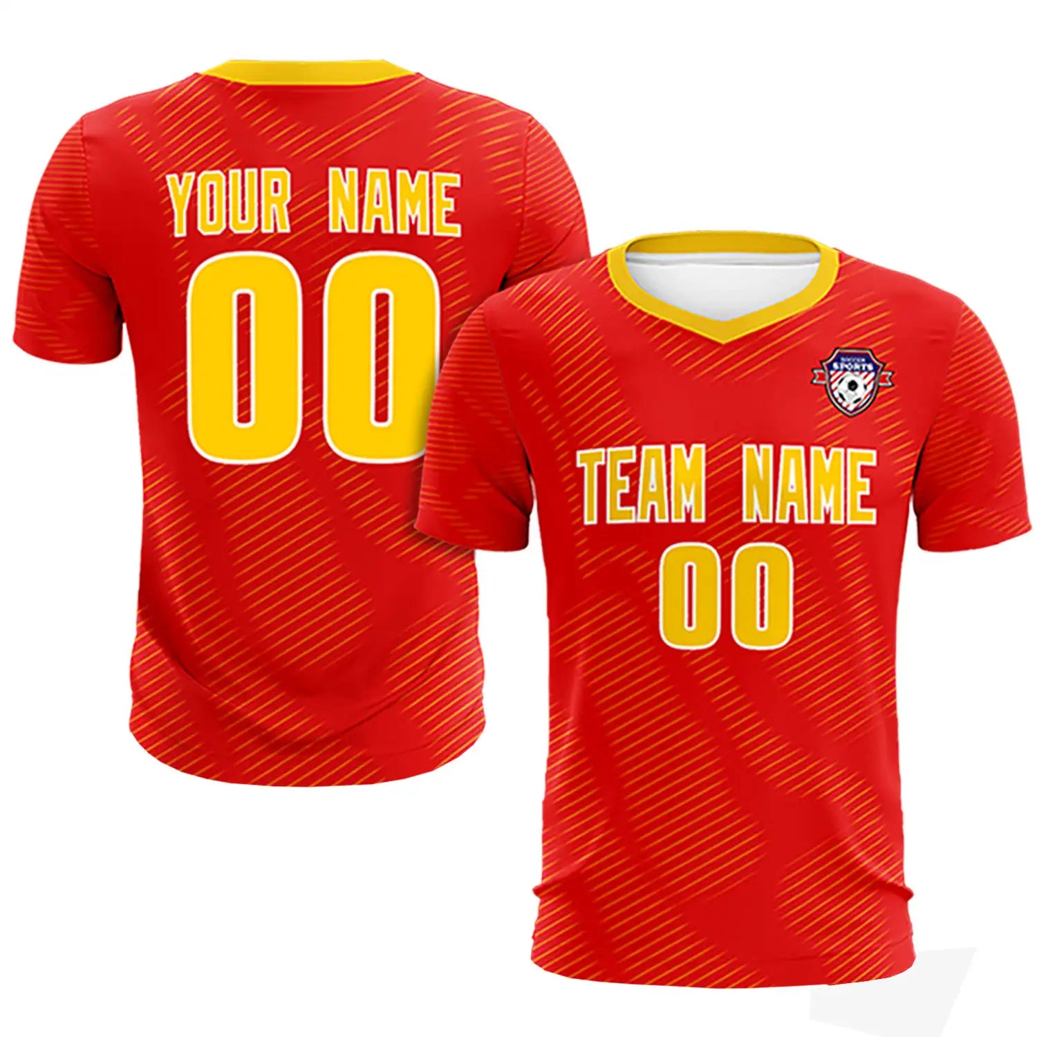 Custom Red Yellow Training Uniform For Men Soccer Sets Jersey