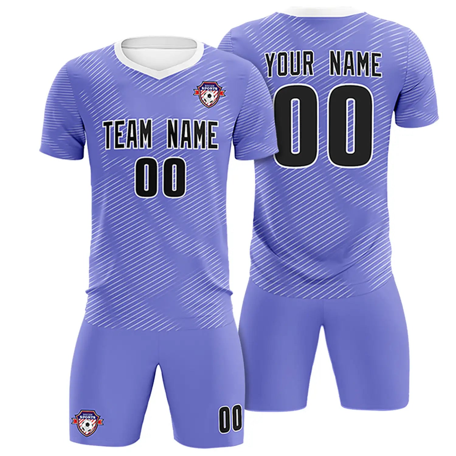 Custom Light Purple White Training Uniform For Men Soccer Sets Jersey