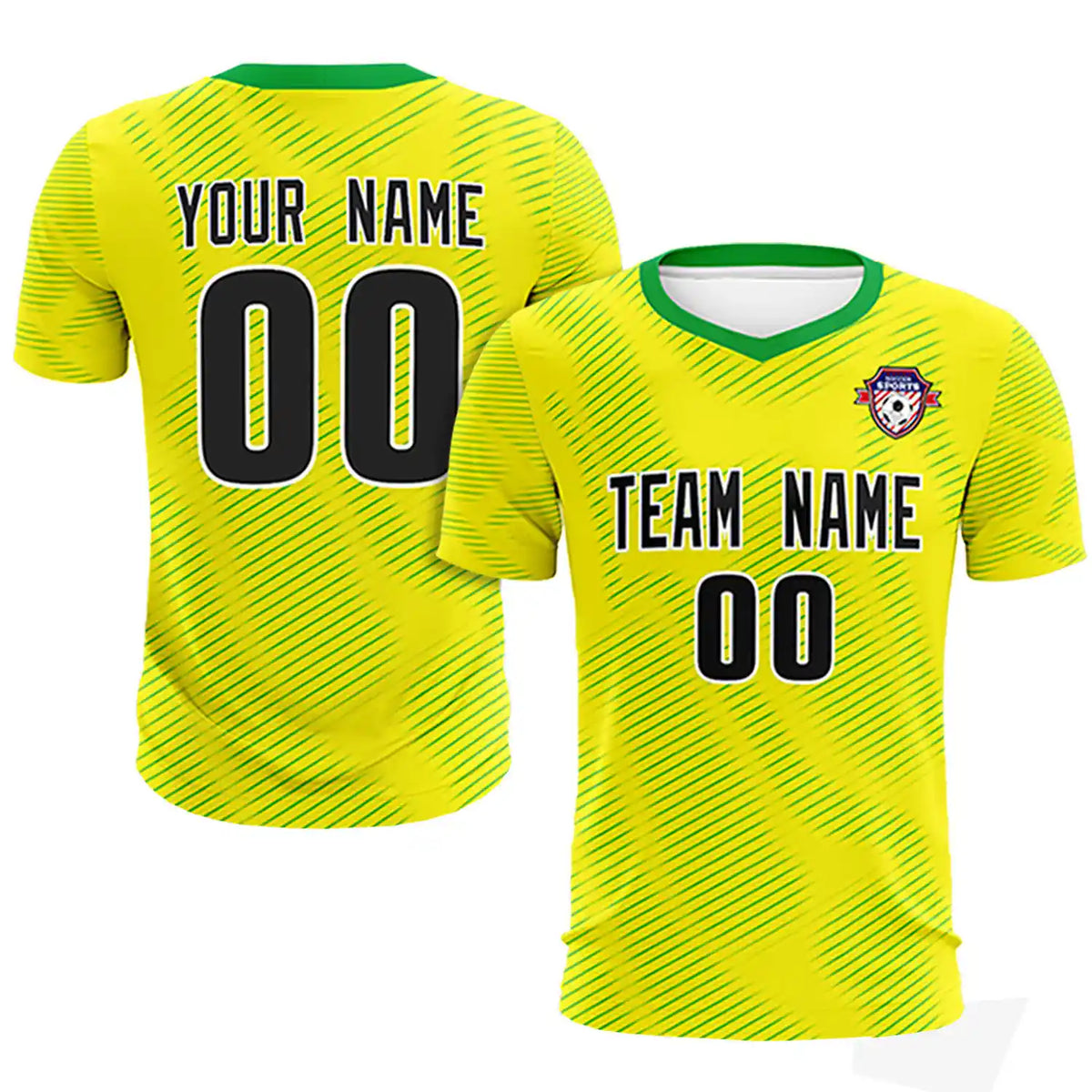 Custom Yellow Kelly Green Training Uniform For Men Soccer Sets Jersey