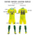 Custom Yellow Kelly Green Training Uniform For Men Soccer Sets Jersey