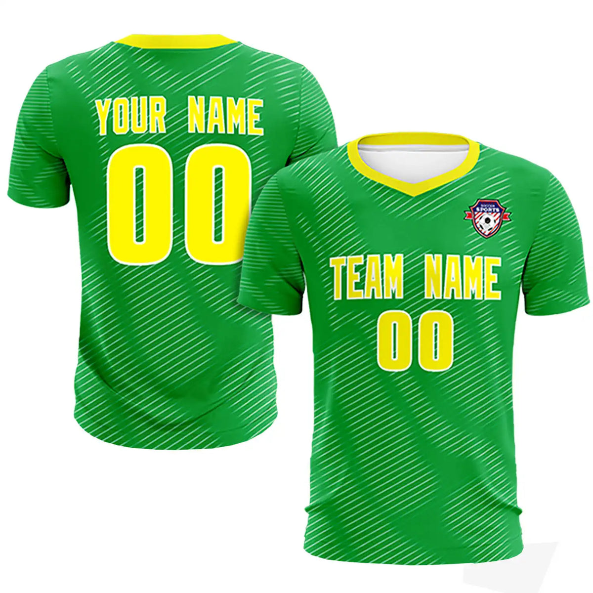 Custom Kelly Green Yellow Training Uniform For Men Soccer Sets Jersey