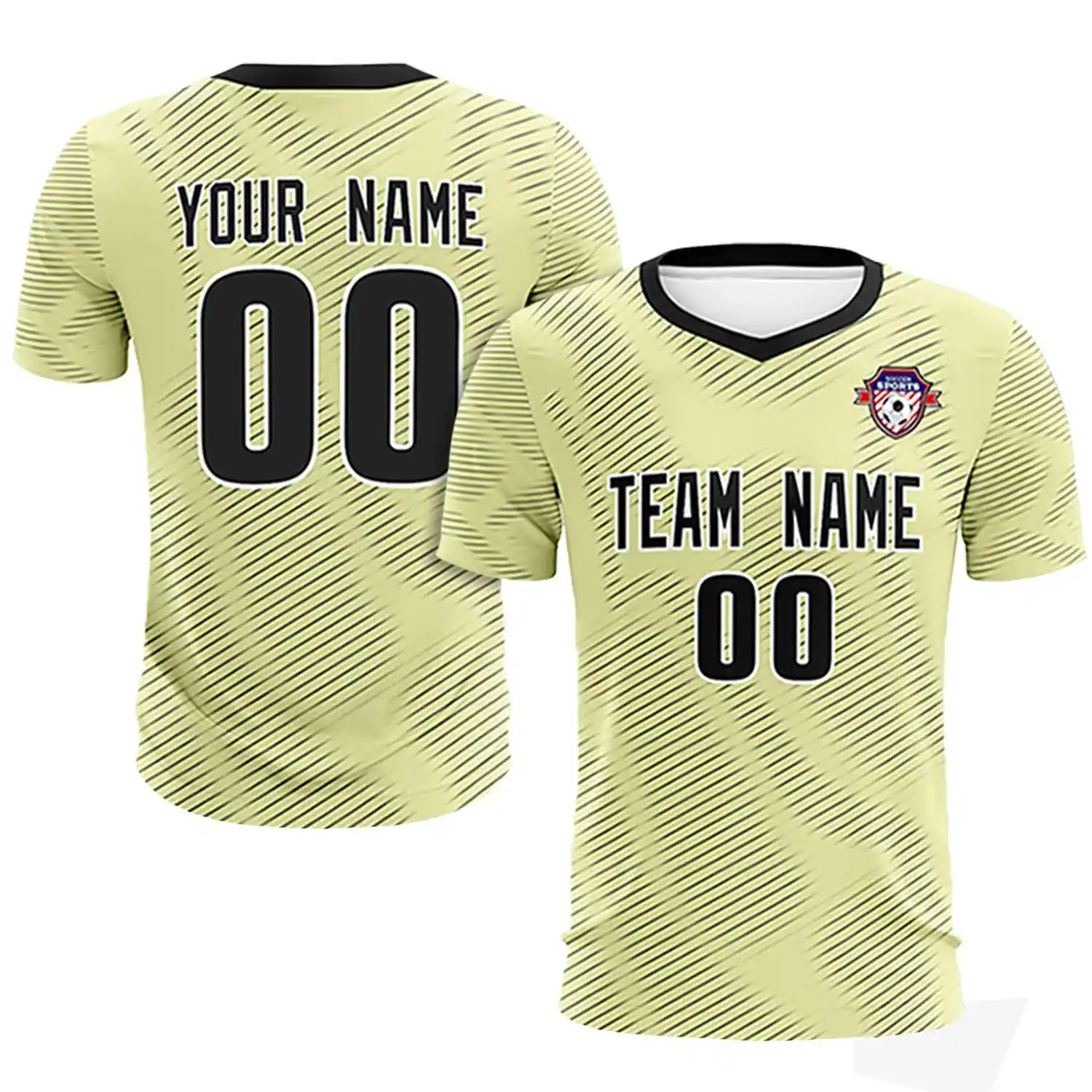 Custom Cream Black Training Uniform For Men Soccer Sets Jersey