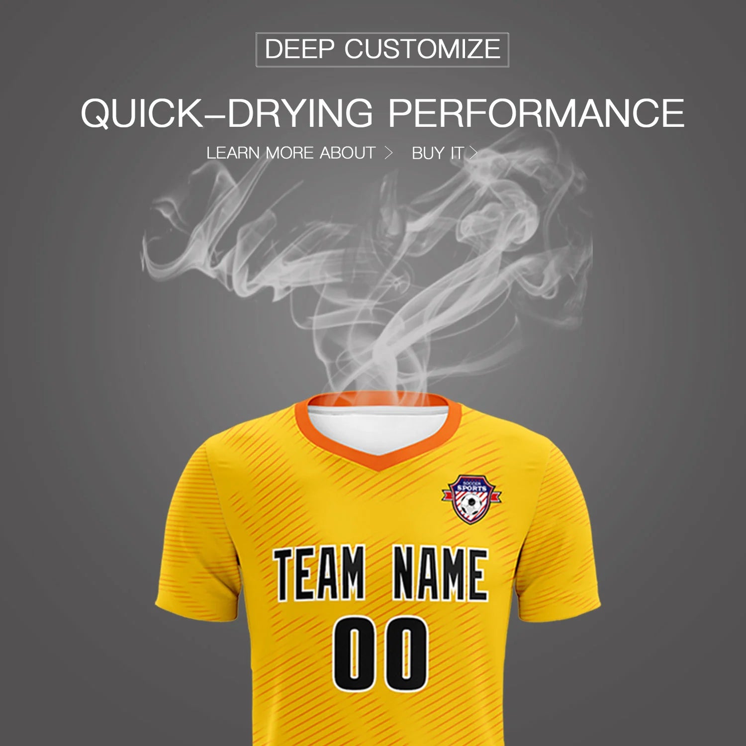 Custom Yellow Orange Training Uniform For Men Soccer Sets Jersey