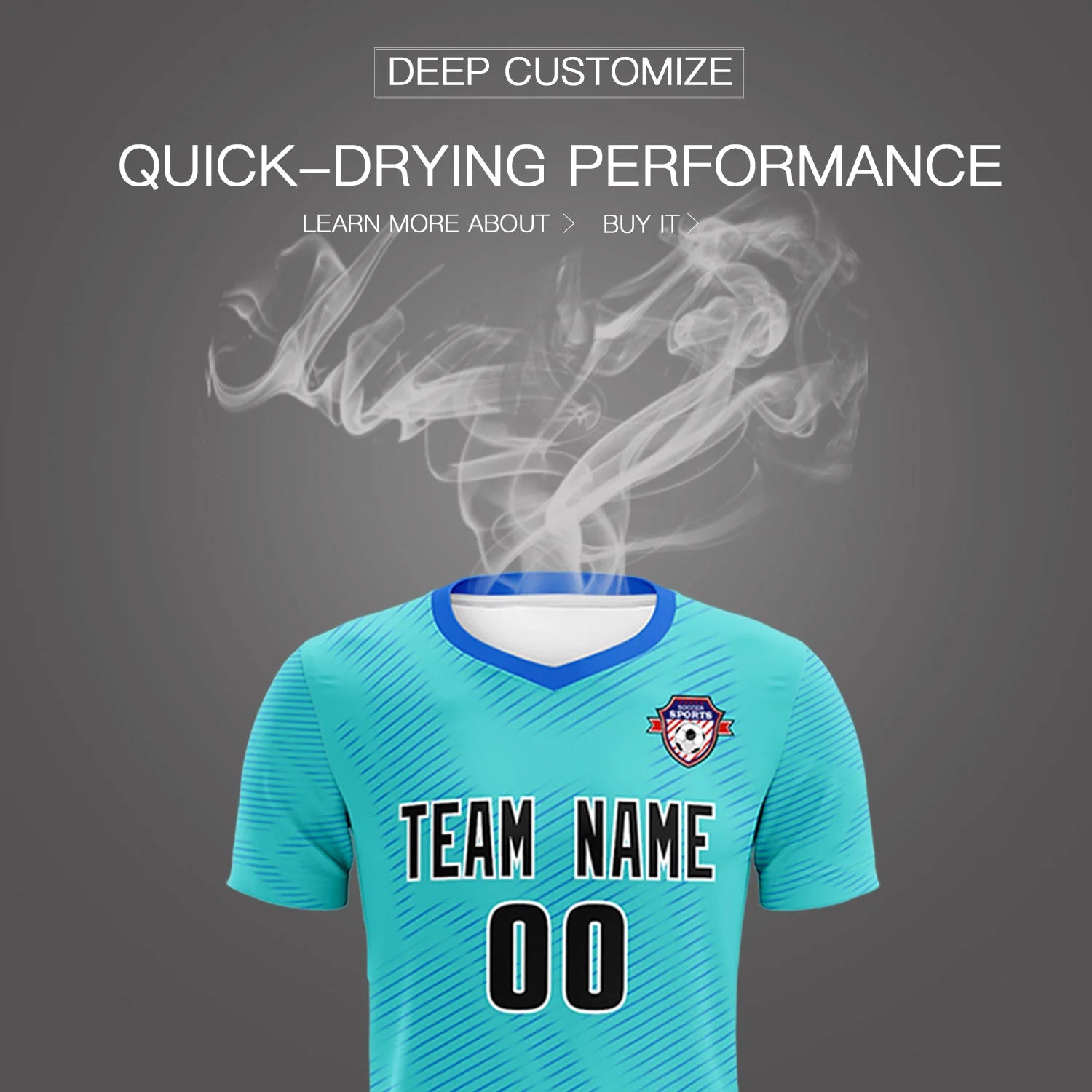 Custom Aqua Powder Blue Training Uniform For Men Soccer Sets Jersey