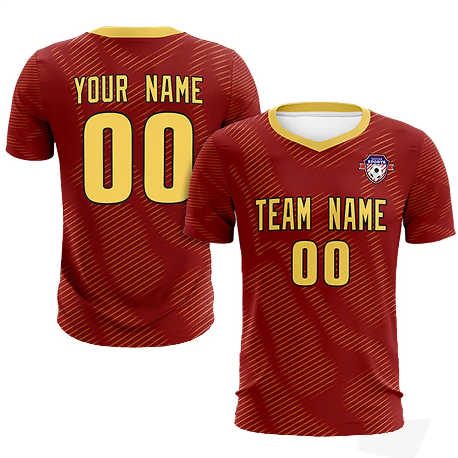 Custom Crimson Khaki Training Uniform For Men Soccer Sets Jersey