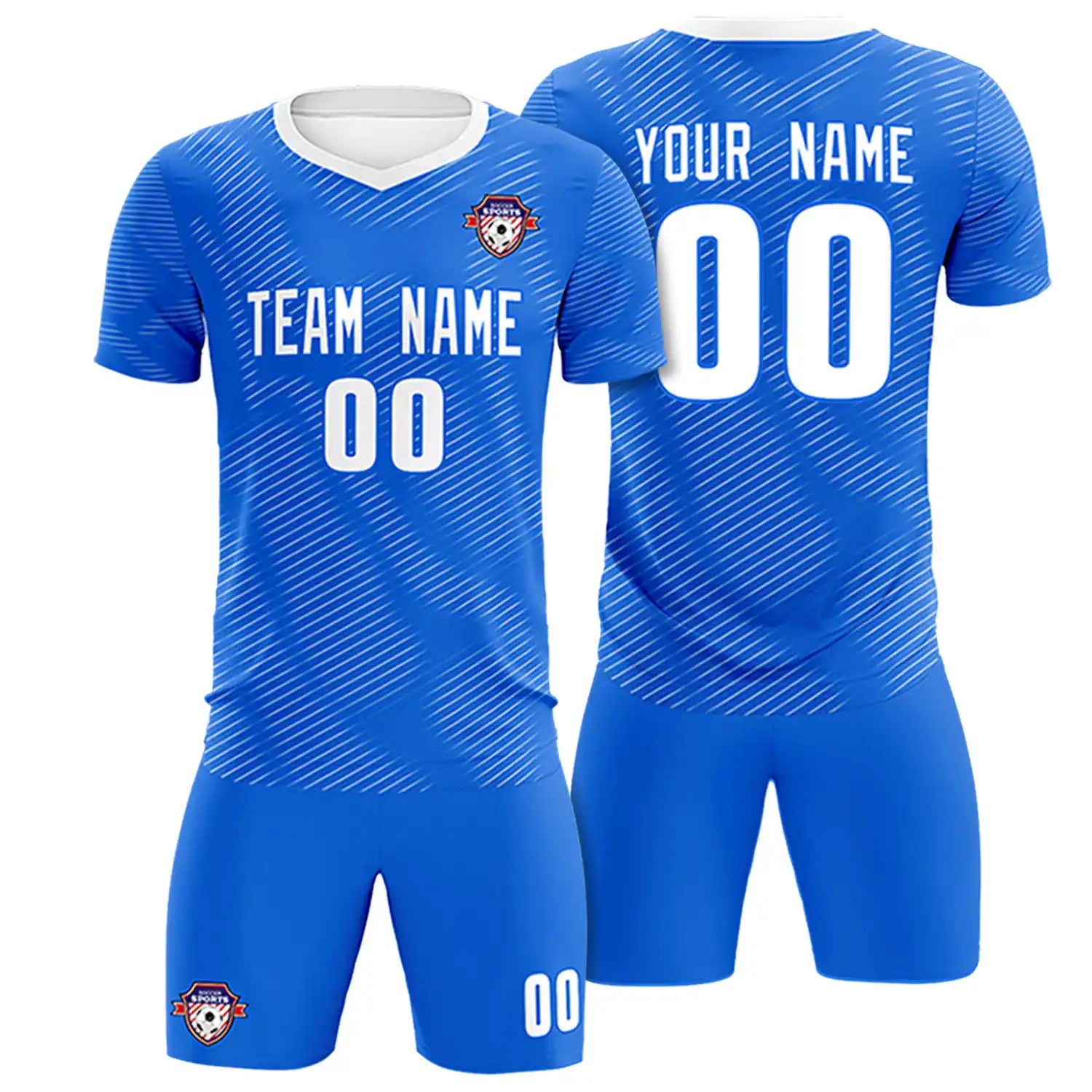 Custom Blue White Training Uniform For Men Soccer Sets Jersey