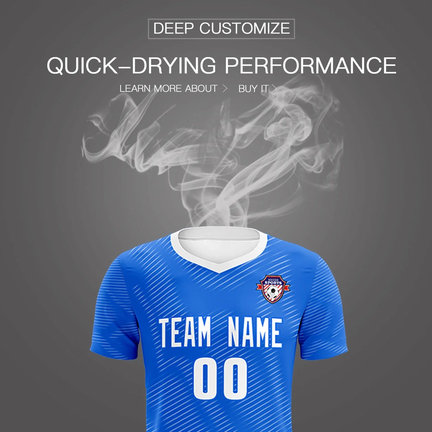 Custom Blue White Training Uniform For Men Soccer Sets Jersey