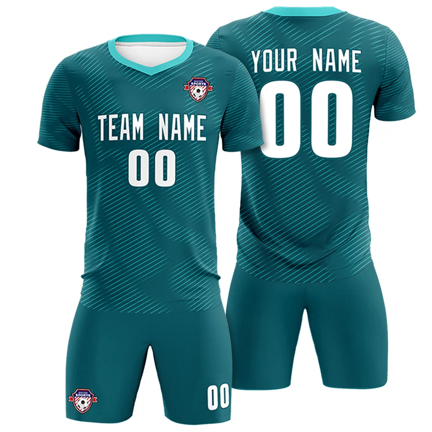 Custom Aqua Aqua Training Uniform For Men Soccer Sets Jersey