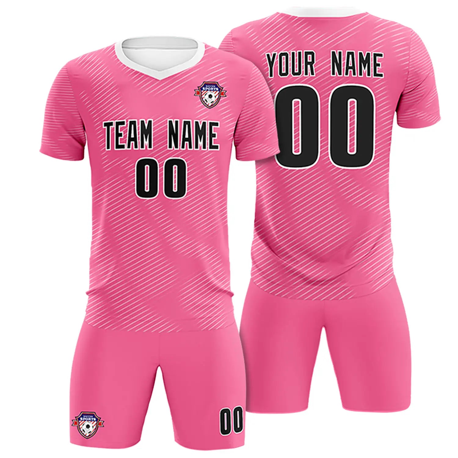 Custom Pink White Training Uniform For Men Soccer Sets Jersey
