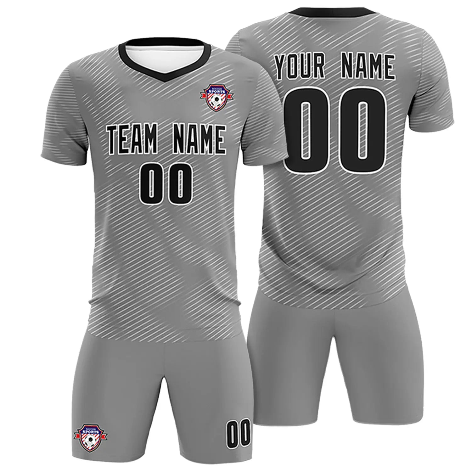 Custom Gray White Training Uniform For Men Soccer Sets Jersey