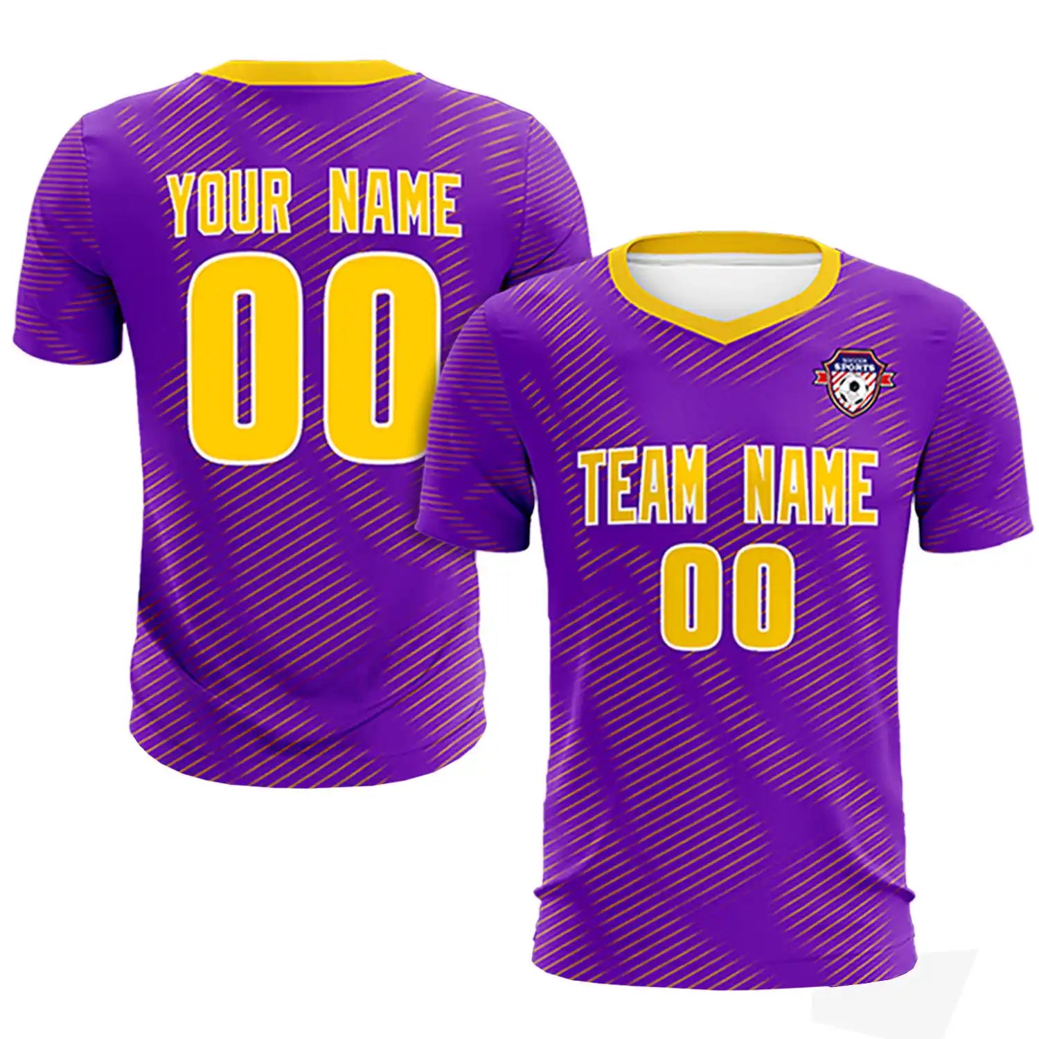 Custom Purple Yellow Training Uniform For Men Soccer Sets Jersey