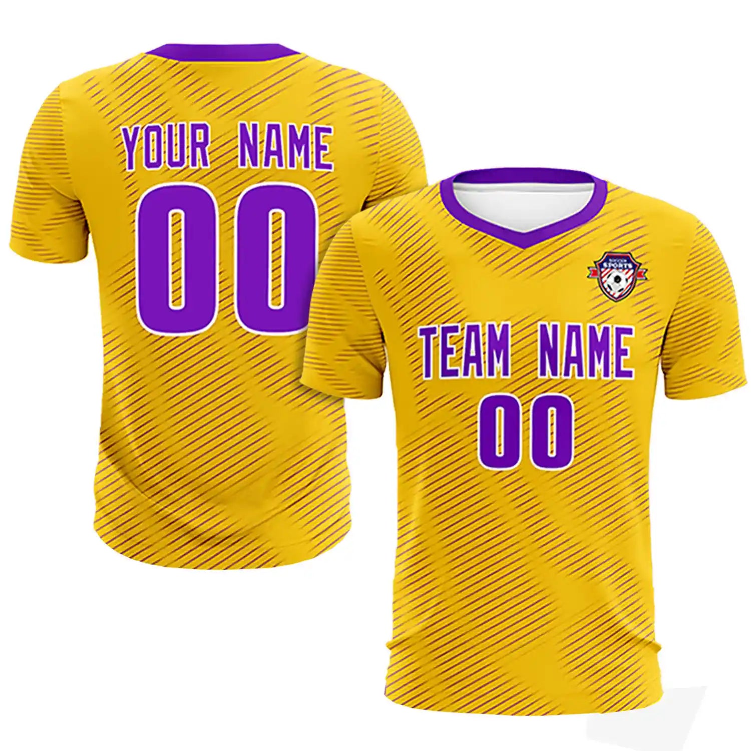 Custom Yellow Purple Training Uniform For Men Soccer Sets Jersey