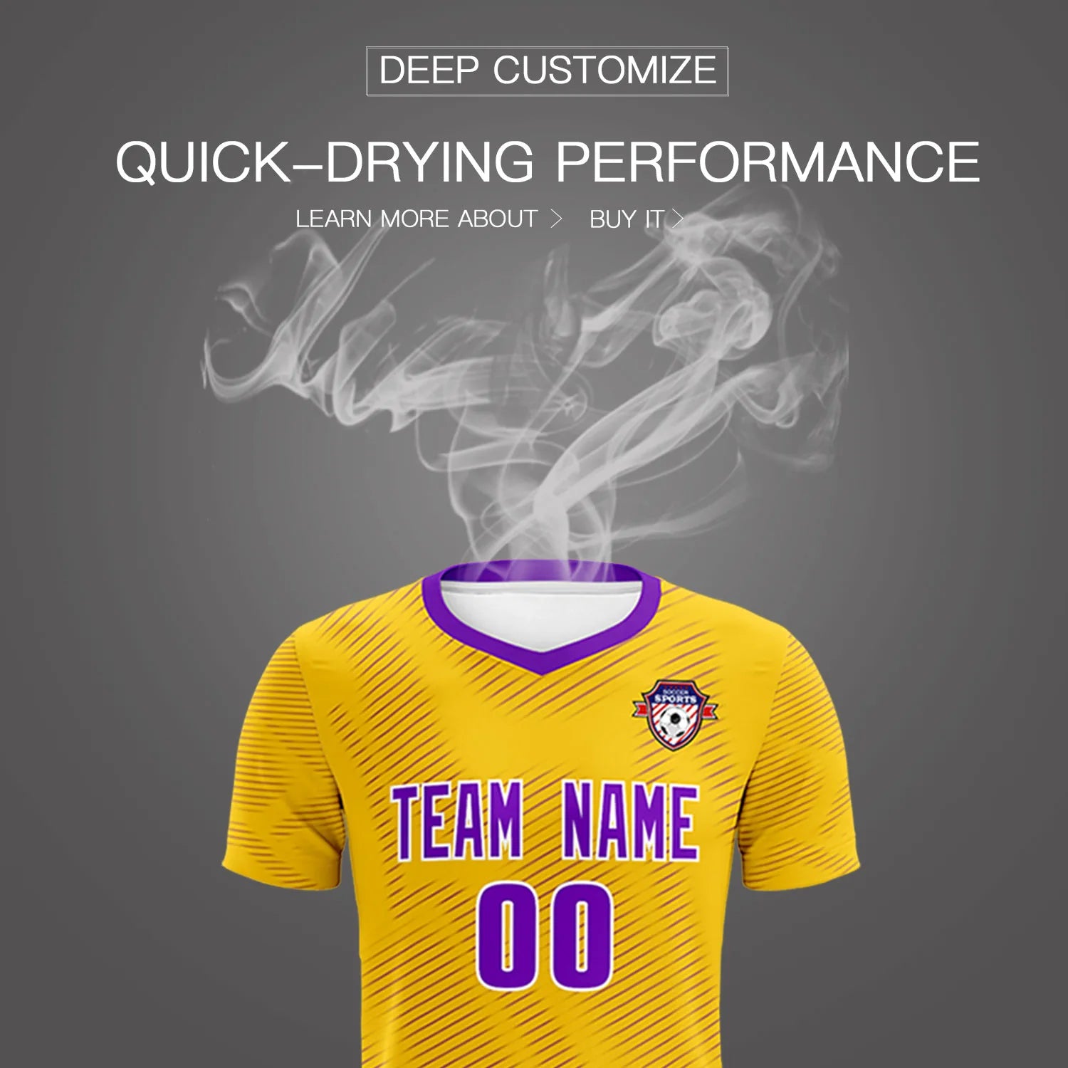 Custom Yellow Purple Training Uniform For Men Soccer Sets Jersey