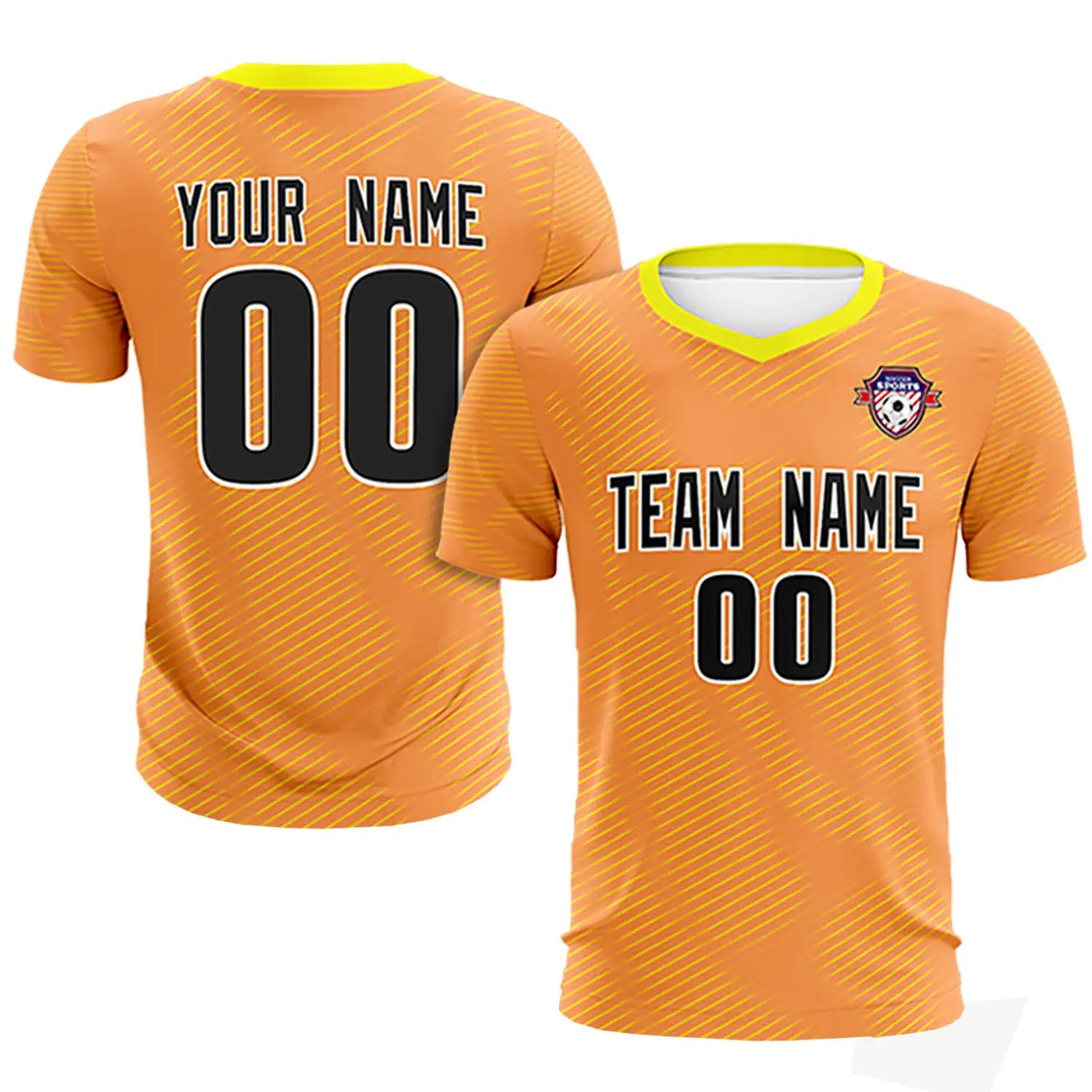 Custom Orange Yellow Training Uniform For Men Soccer Sets Jersey