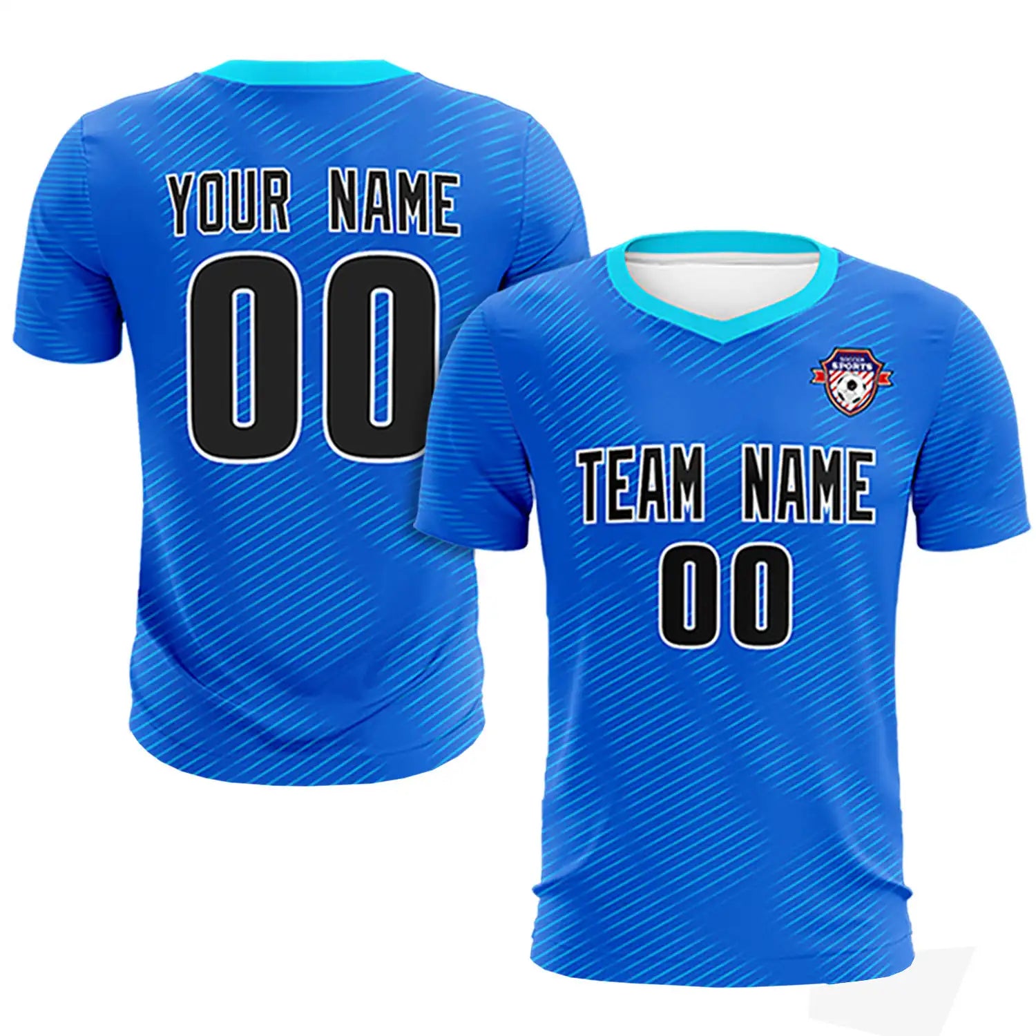 Custom Royal Blue Powder Blue Training Uniform For Men Soccer Sets Jersey