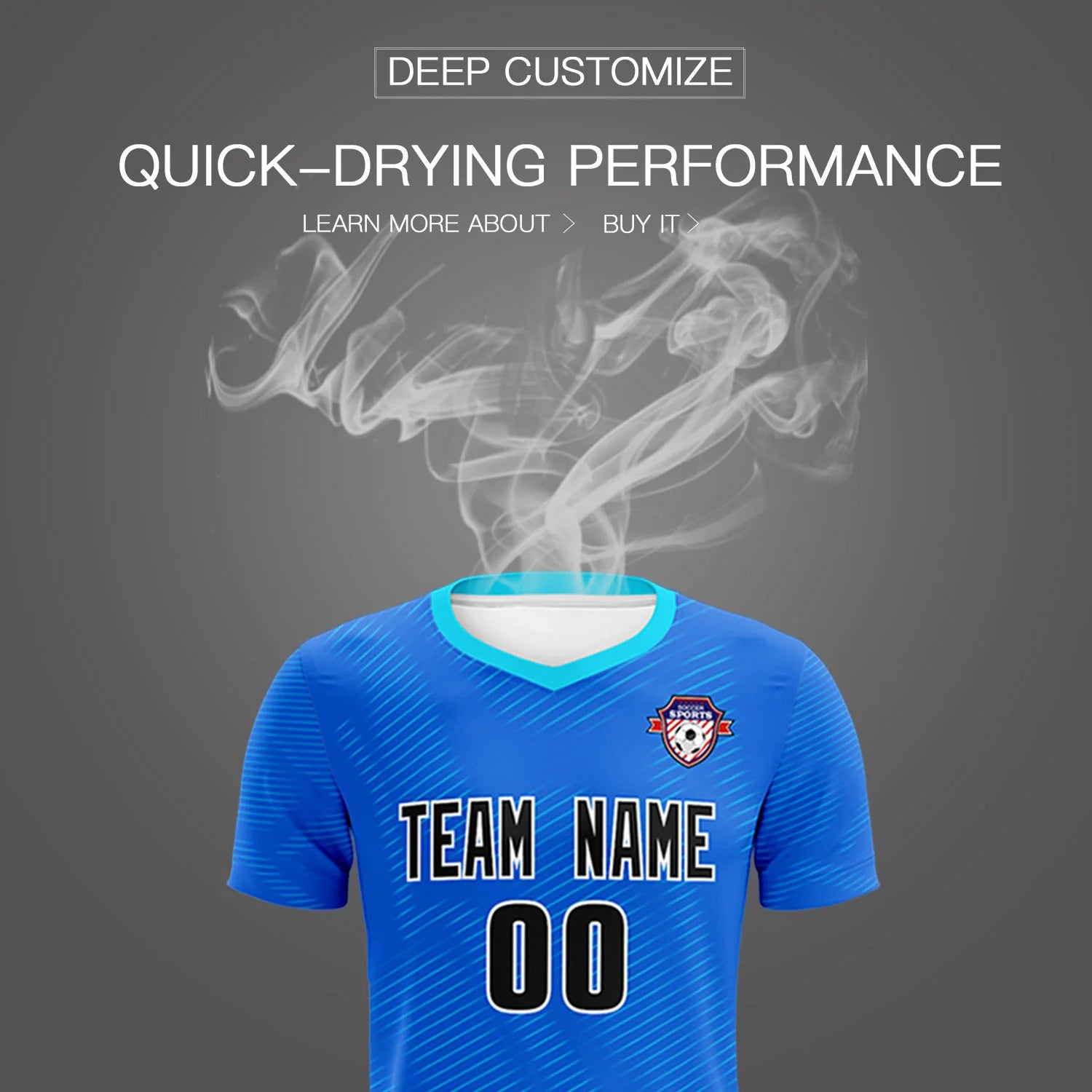 Custom Royal Blue Powder Blue Training Uniform For Men Soccer Sets Jersey