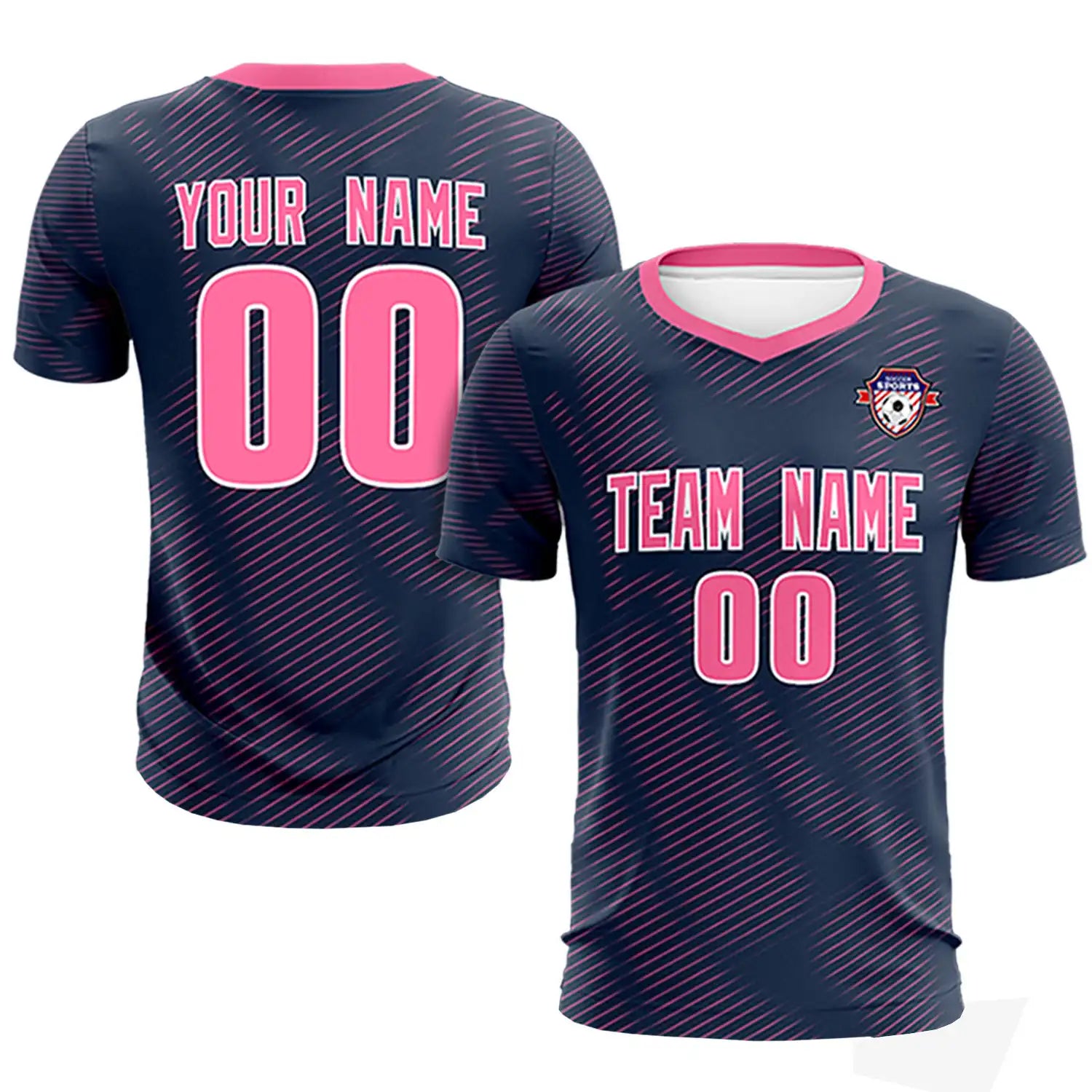 Custom Navy Pink Training Uniform For Men Soccer Sets Jersey