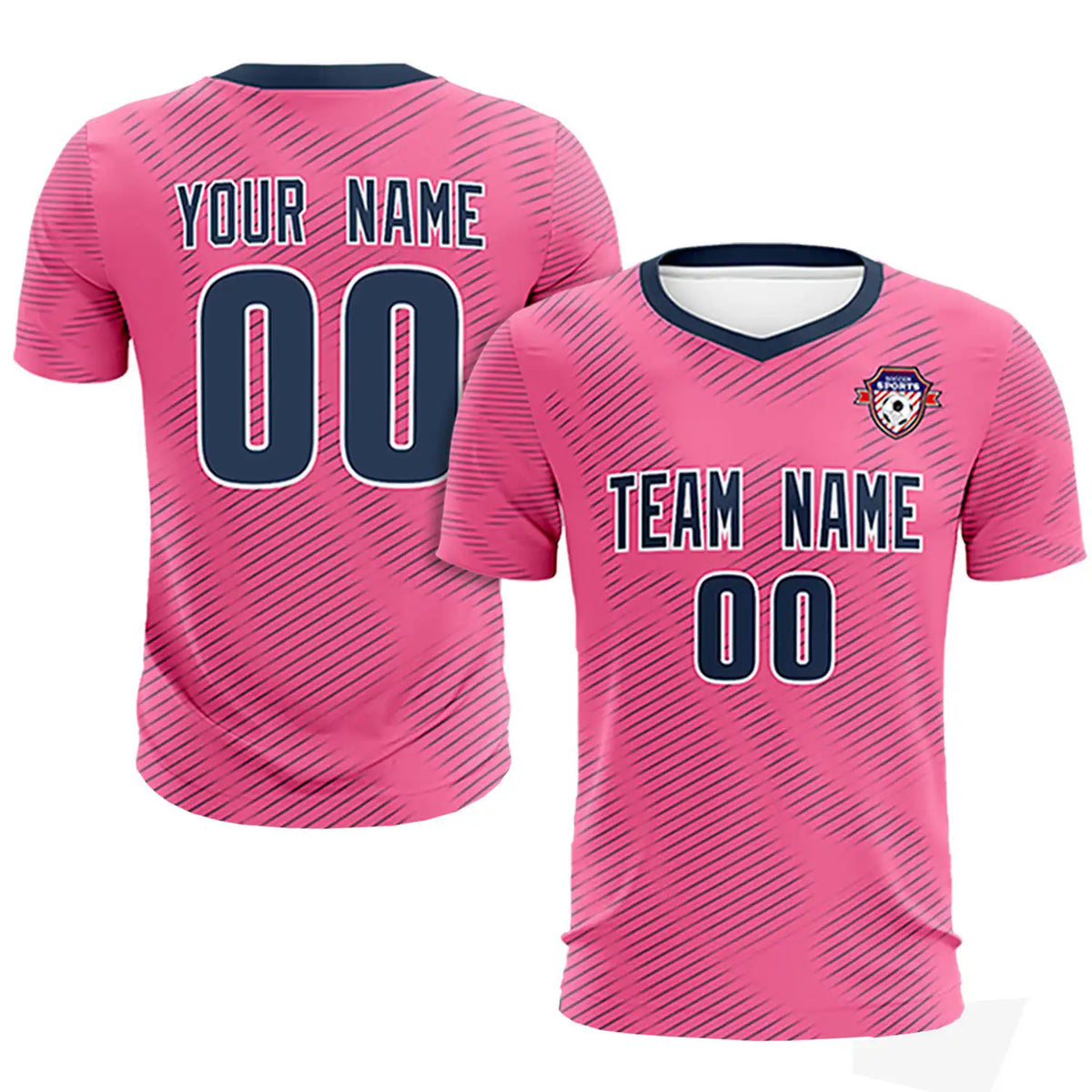 Custom Pink Navy Training Uniform For Men Soccer Sets Jersey