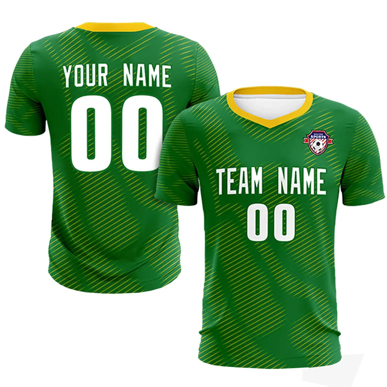 Custom Kelly Green Yellow Training Uniform For Men Soccer Sets Jersey