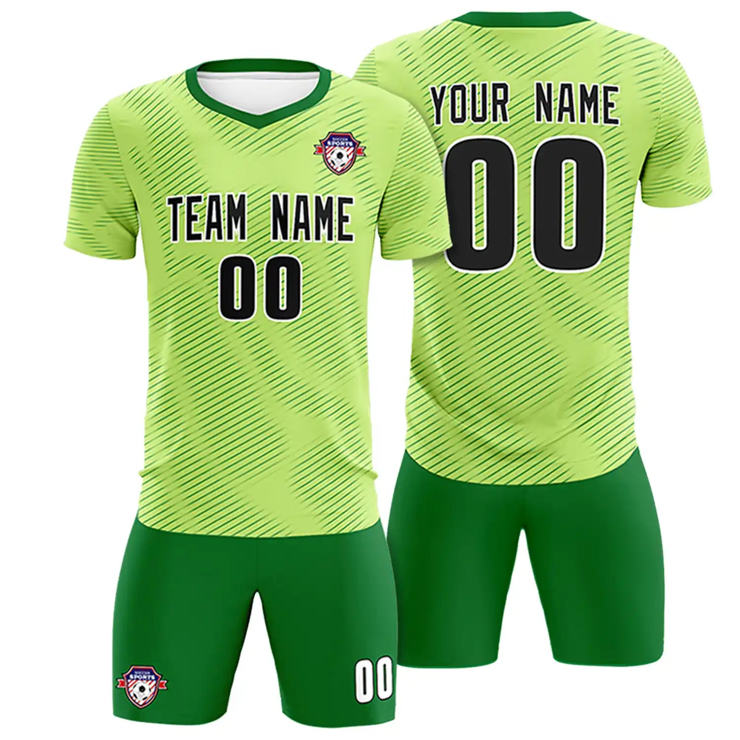 Custom Neon Green Kelly Green Training Uniform For Men Soccer Sets Jersey