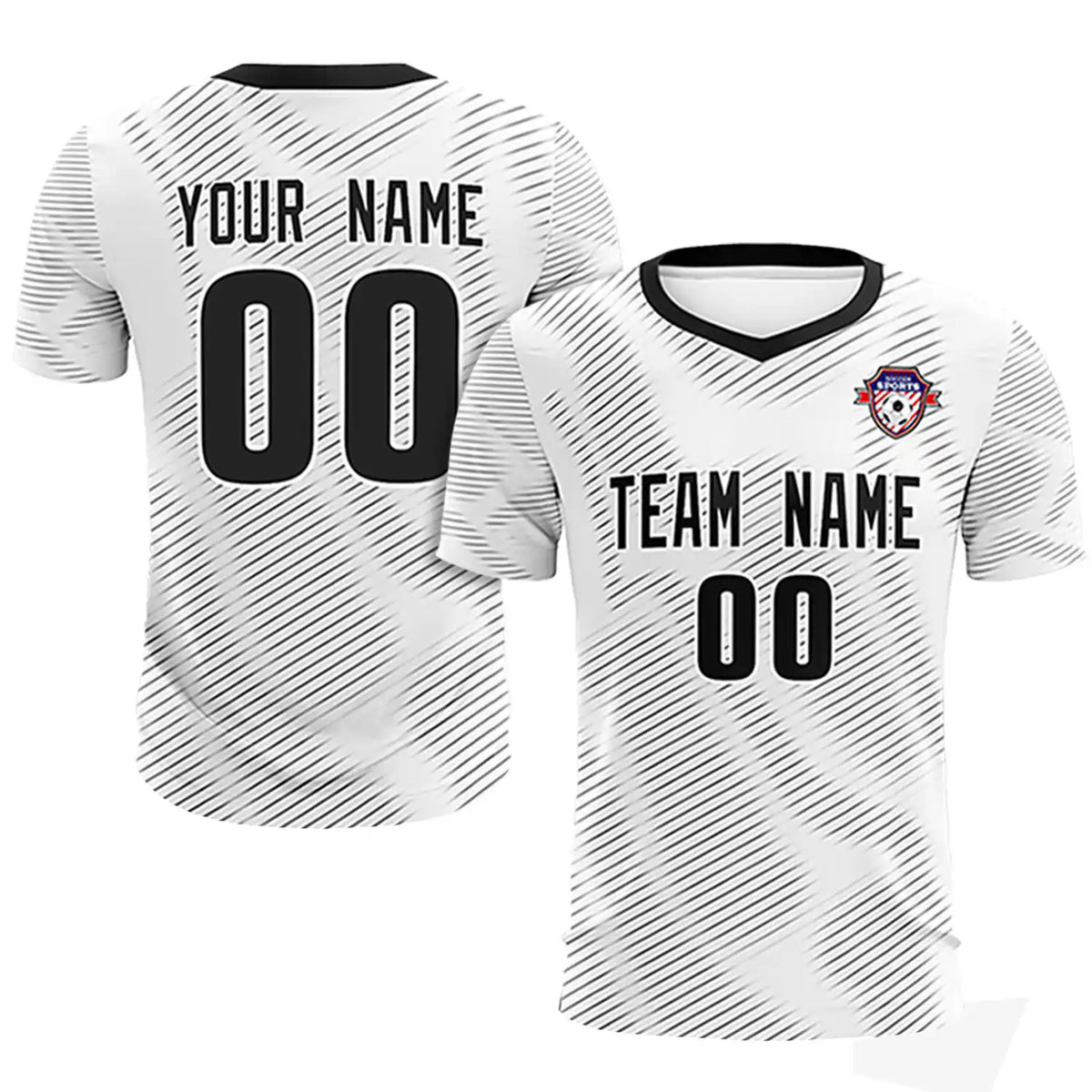 Custom White Black Training Uniform For Men Soccer Sets Jersey