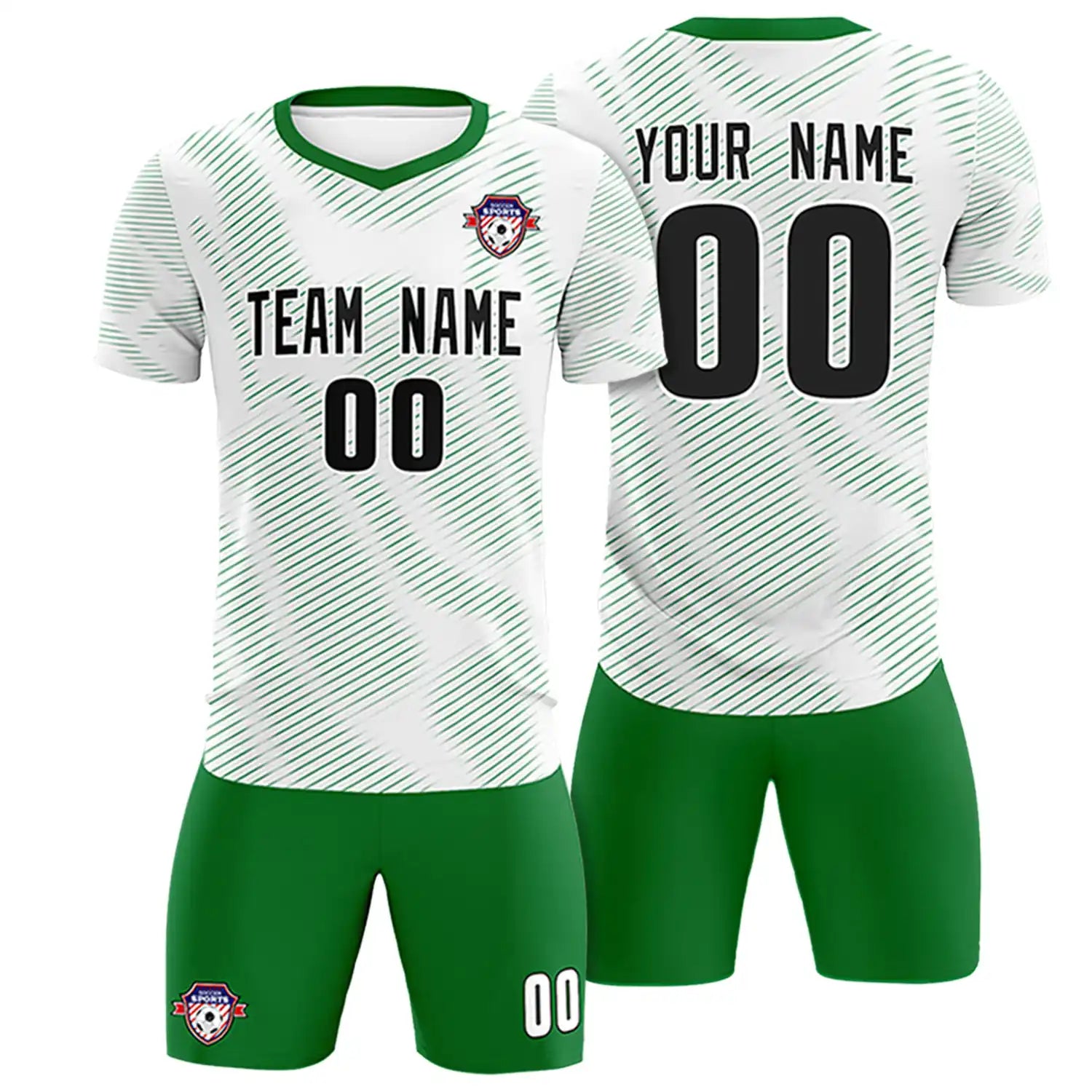 Custom White Kelly Green Training Uniform For Men Soccer Sets Jersey