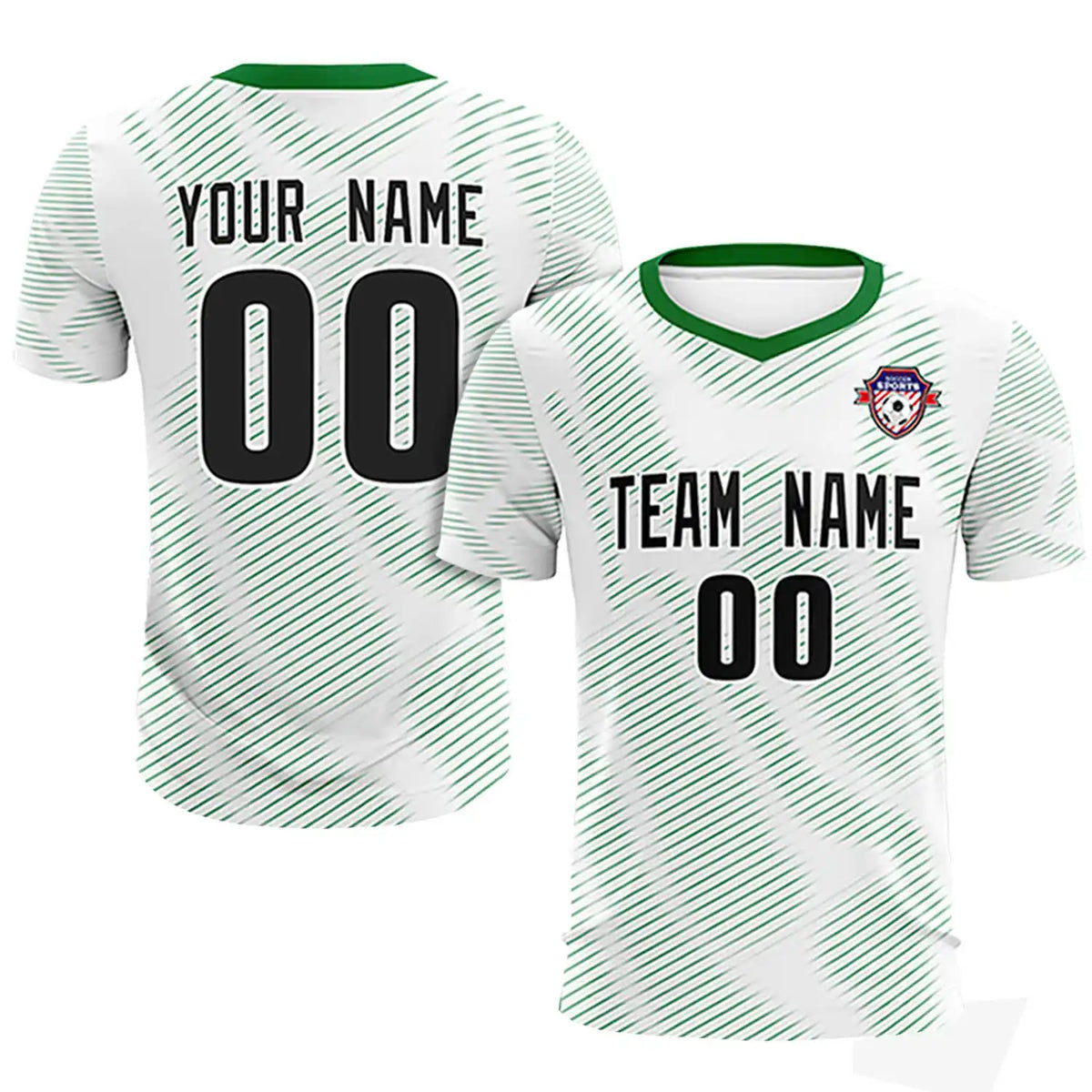 Custom White Kelly Green Training Uniform For Men Soccer Sets Jersey