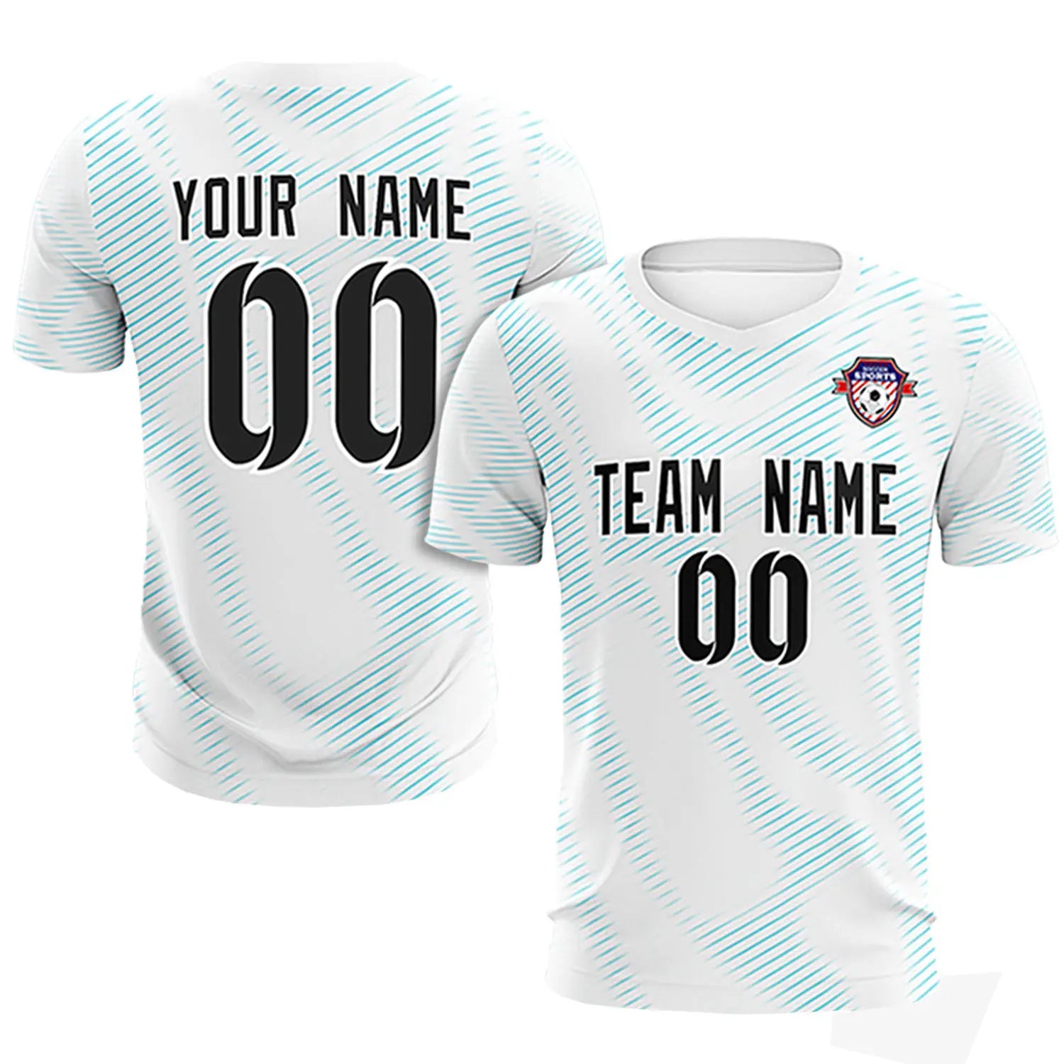 Custom White Sky Blue Training Uniform For Men Soccer Sets Jersey